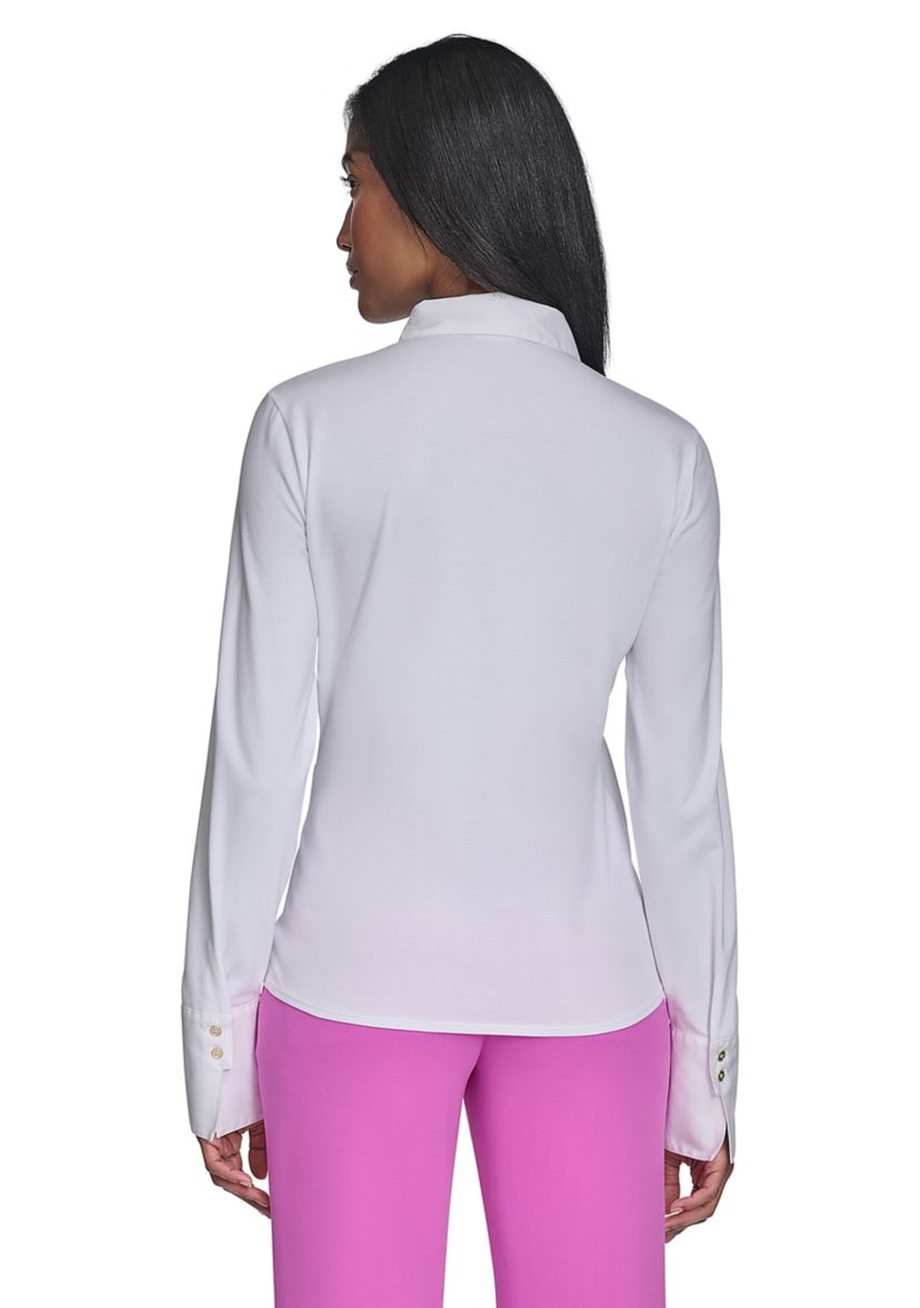Womens Double Button Poplin Top