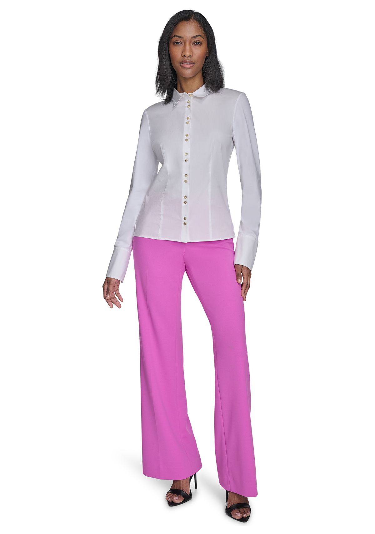 Womens Double Button Poplin Top