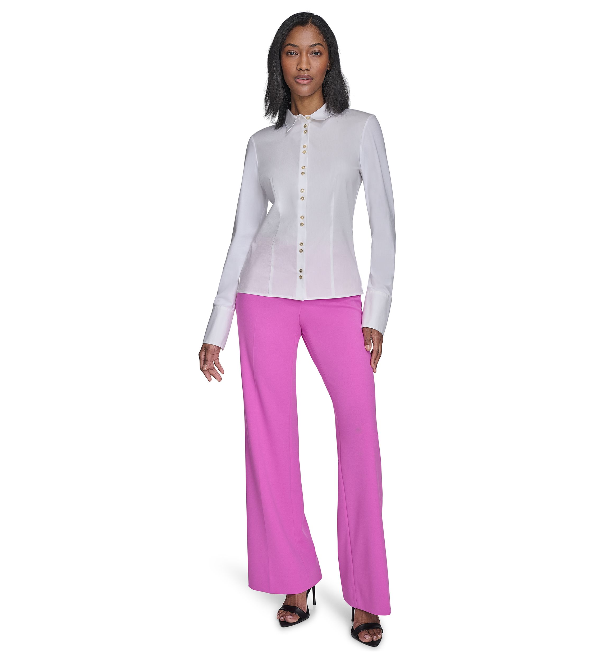 Womens Double Button Poplin Top