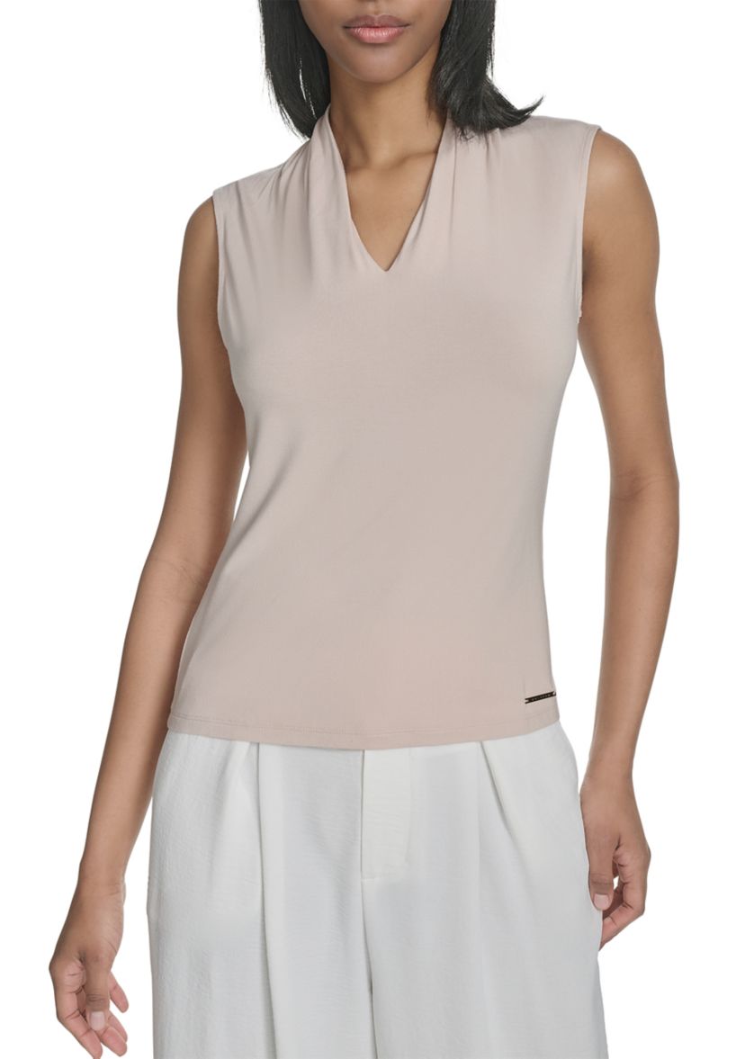 Womens Sleeveless V-Neck Jersey Top
