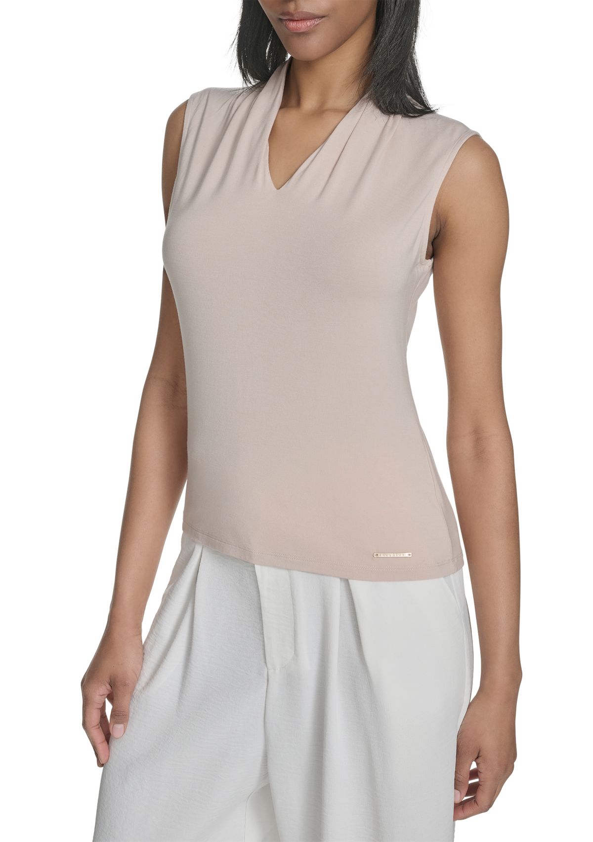 Womens Sleeveless V-Neck Jersey Top