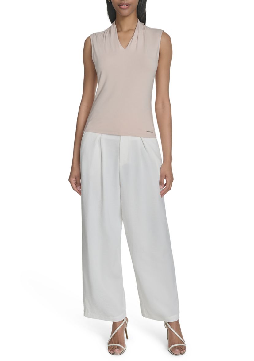 Womens Sleeveless V-Neck Jersey Top