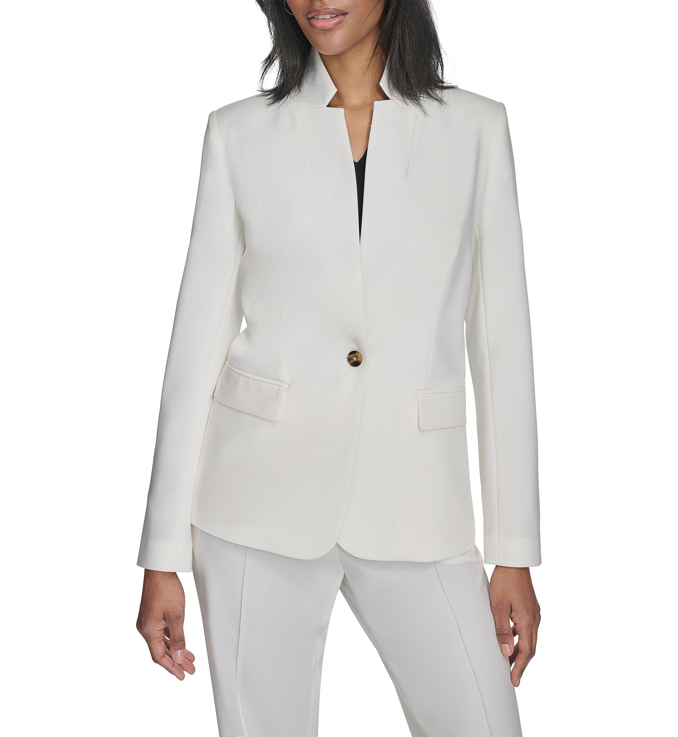 Womens Stand Collar One Button Blazer