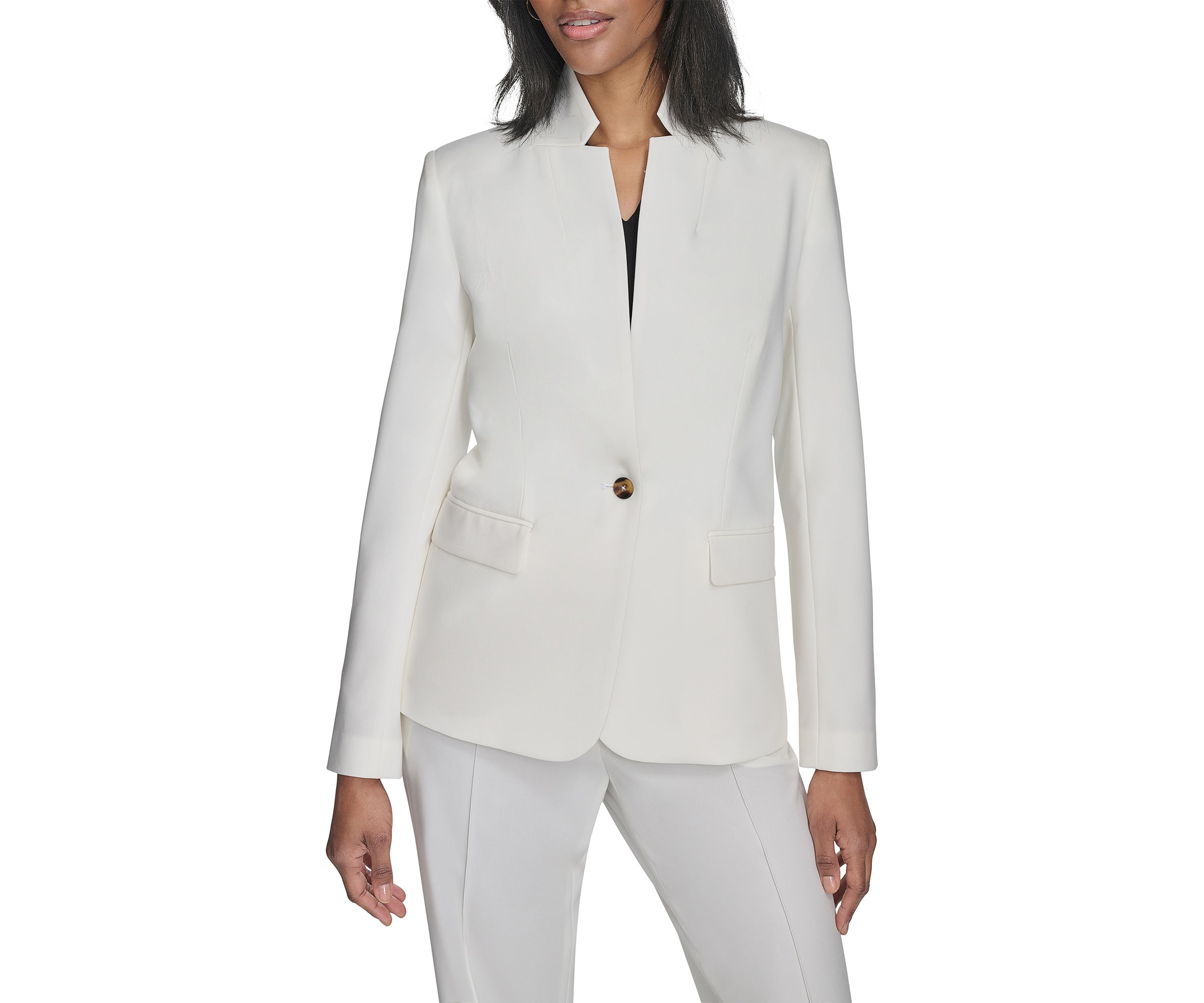 Womens Stand Collar One Button Blazer