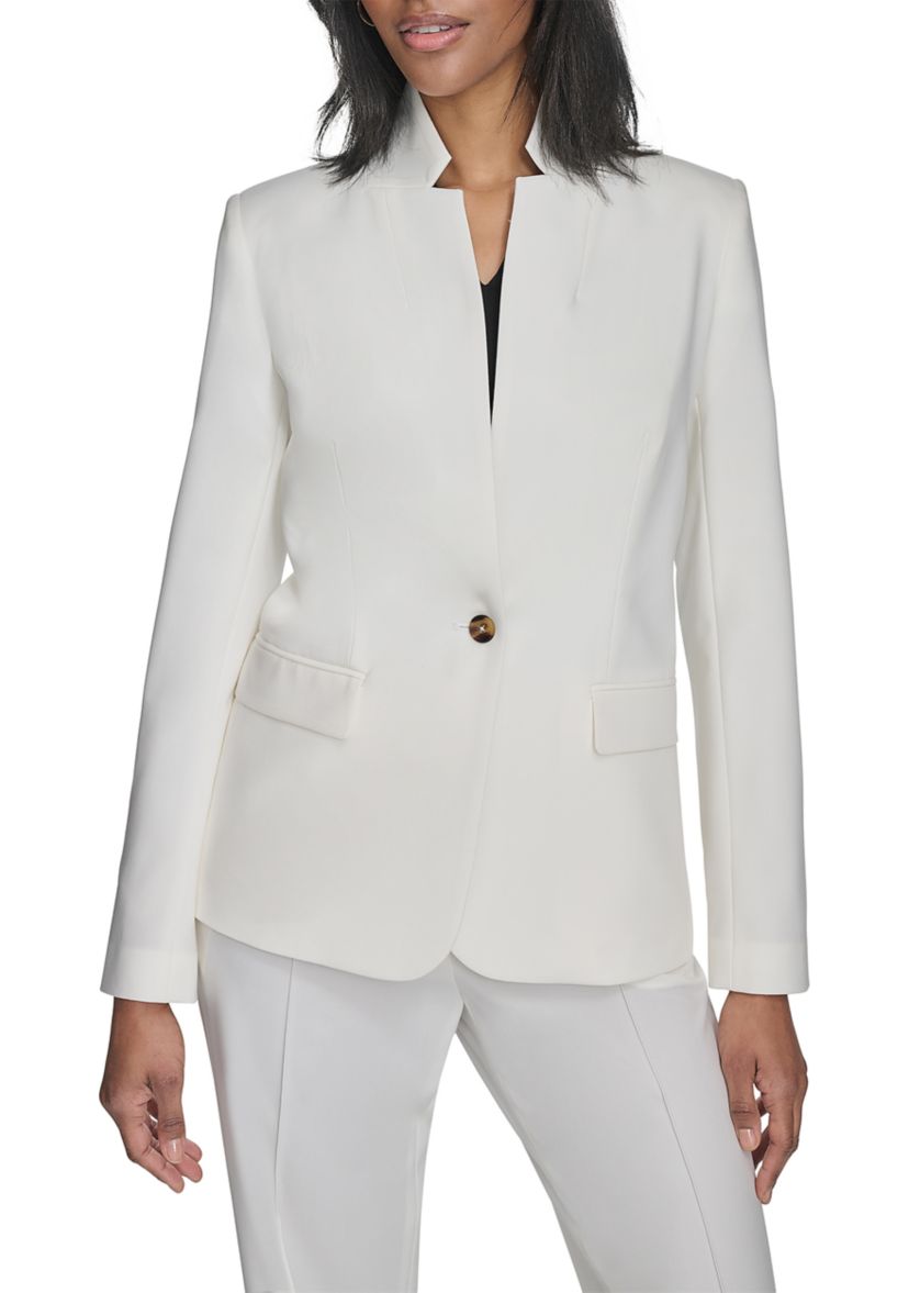 Womens Stand Collar One Button Blazer