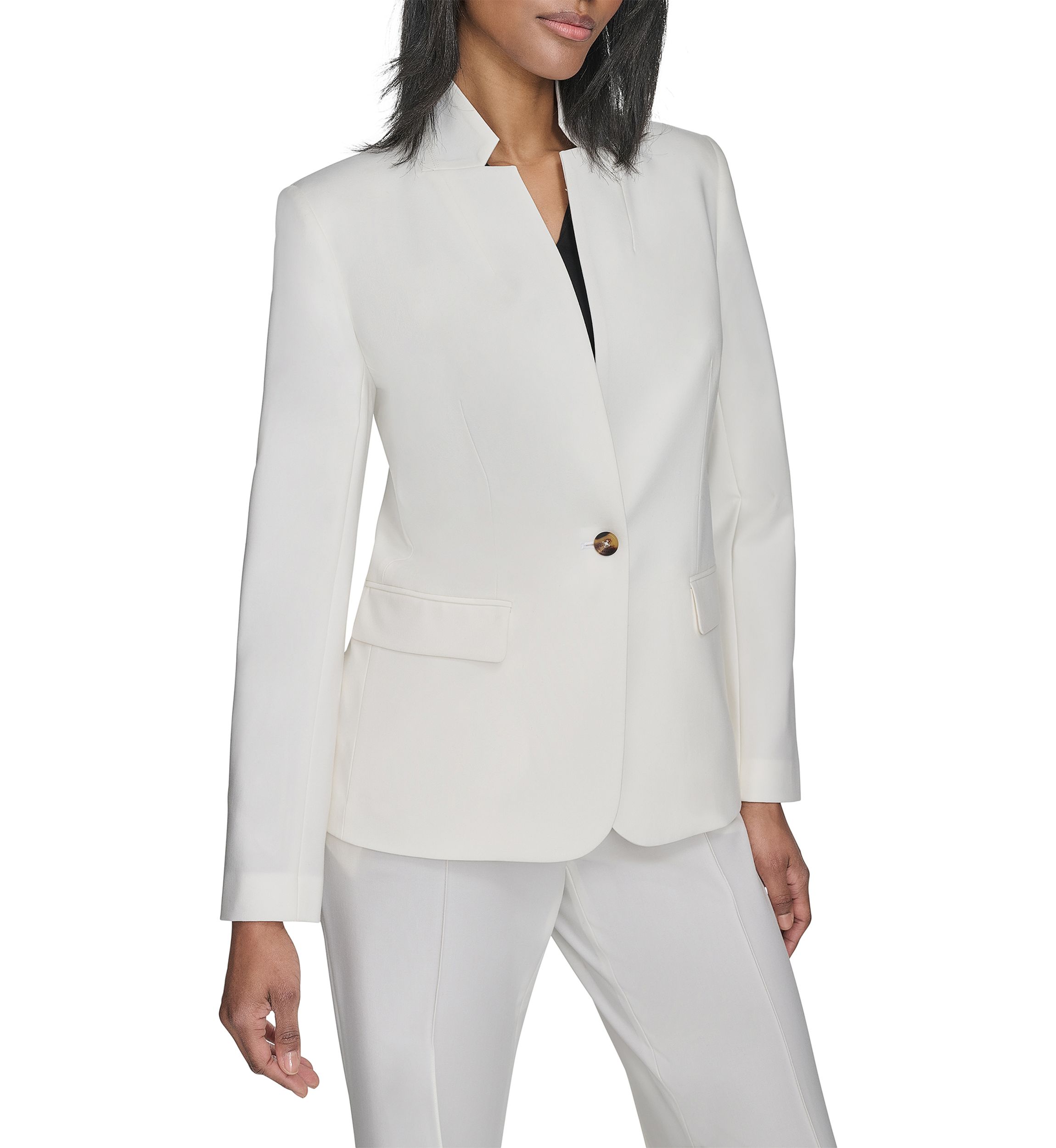 Womens Stand Collar One Button Blazer