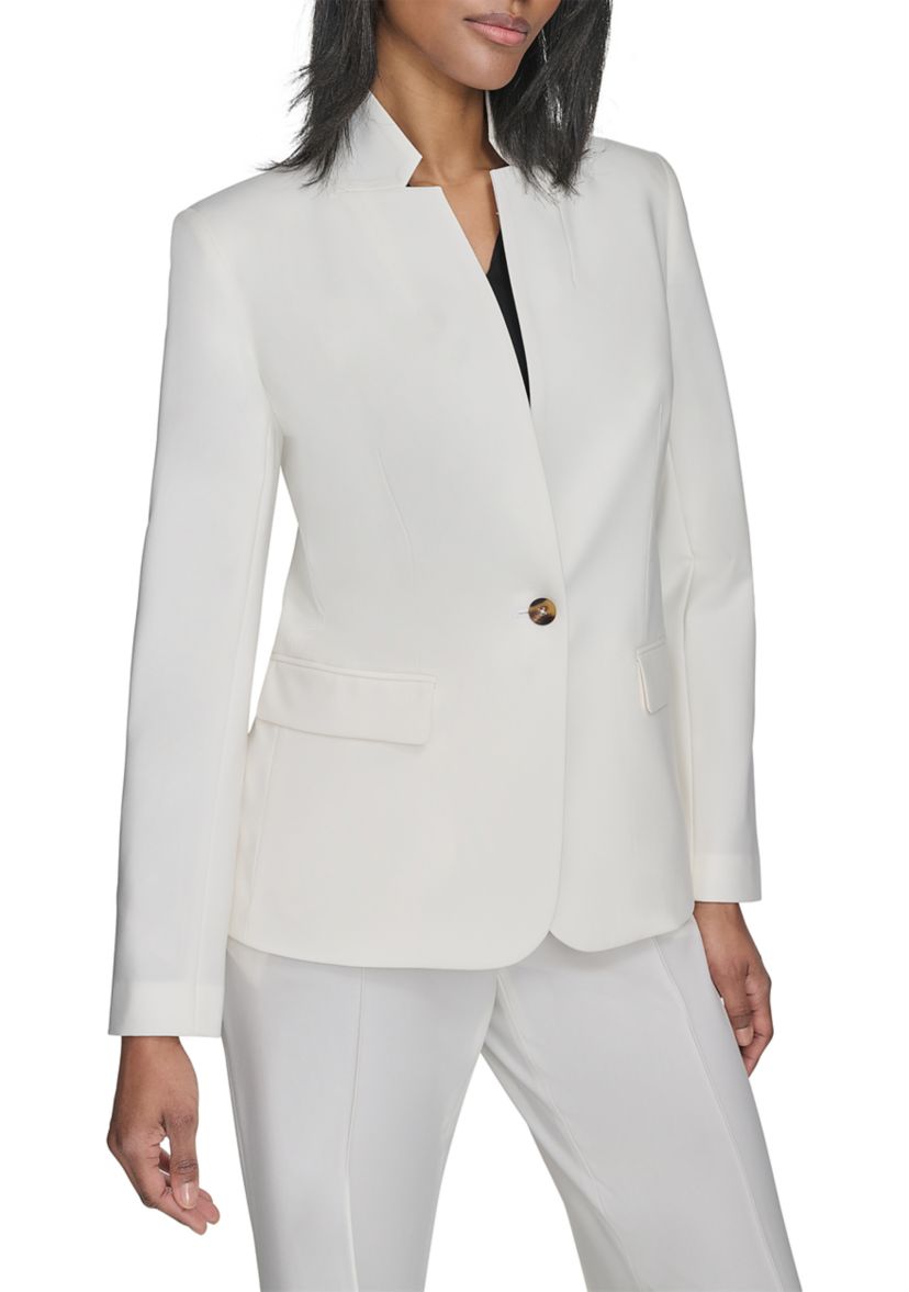 Womens Stand Collar One Button Blazer