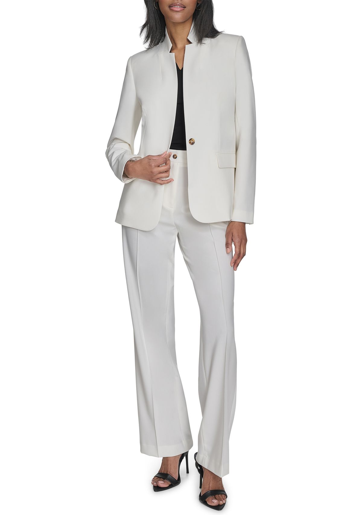 Womens Stand Collar One Button Blazer