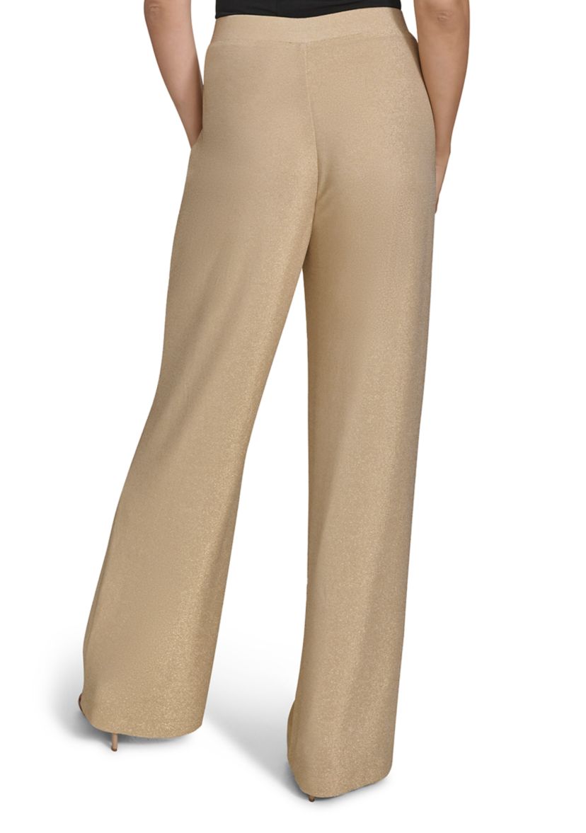 Womens Gold Metallic Pull-On Dress Pants