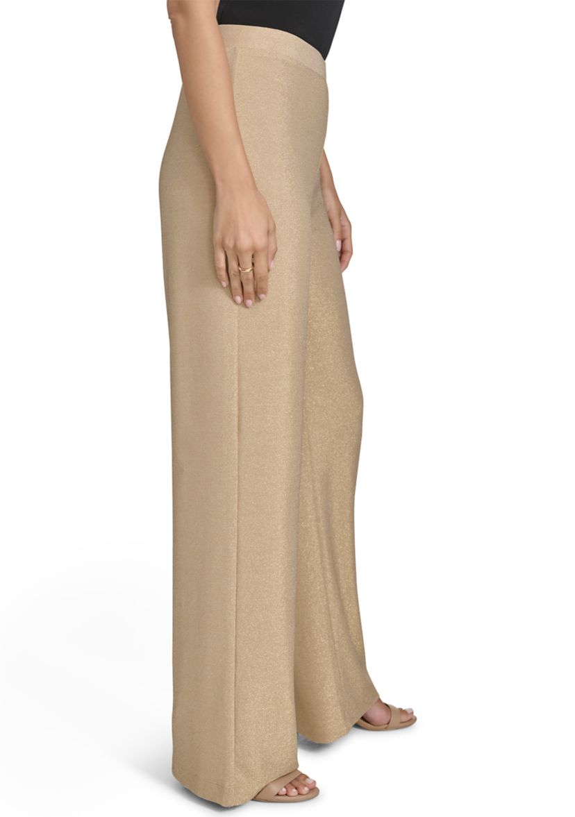 Womens Gold Metallic Pull-On Dress Pants