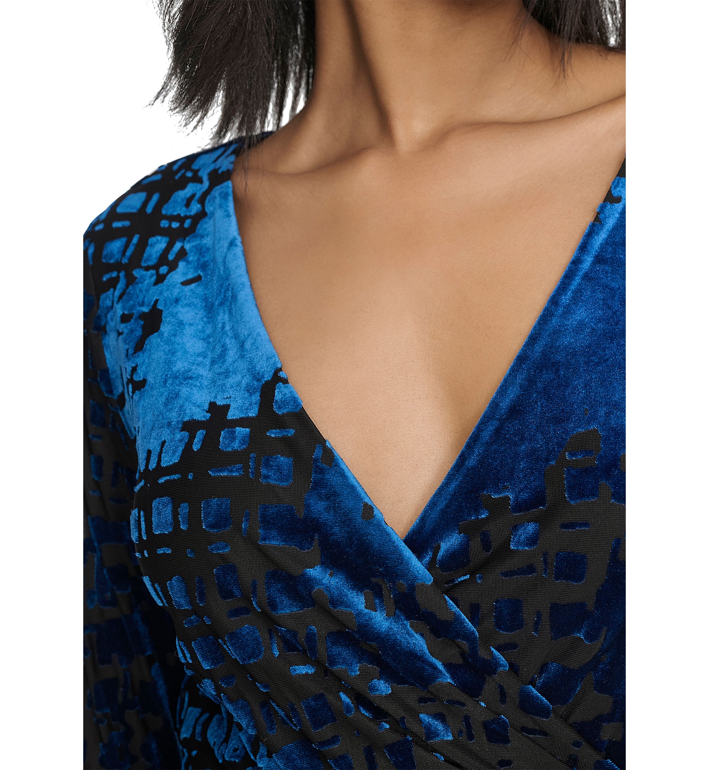 Womens Burnout Printed V-Neck Blouse