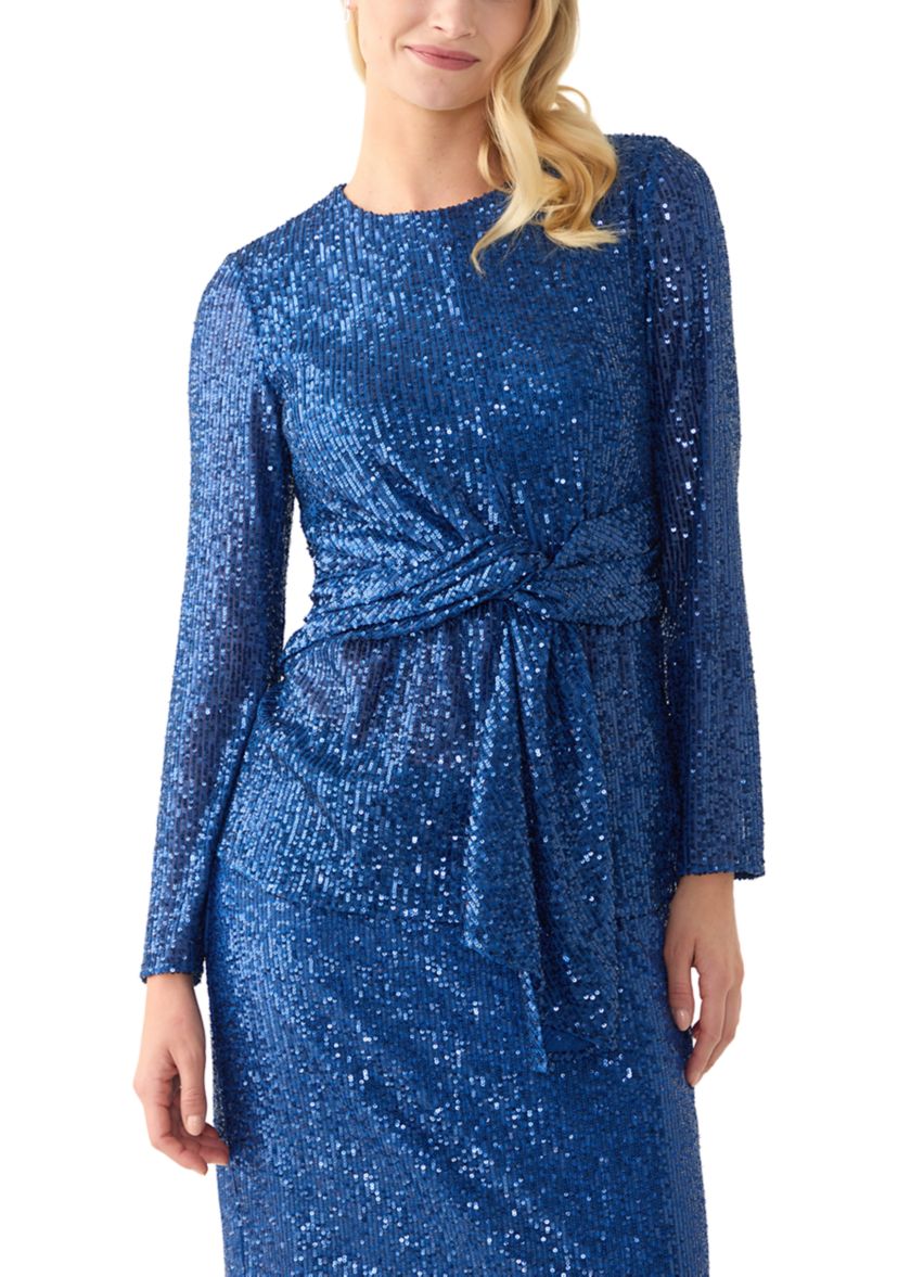 Womens Tie Front Sequin Top