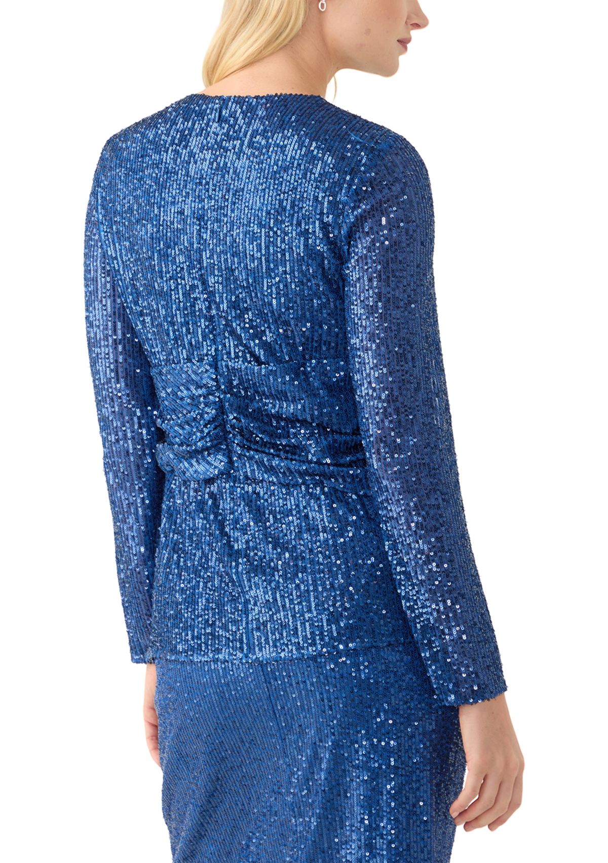 Womens Tie Front Sequin Top