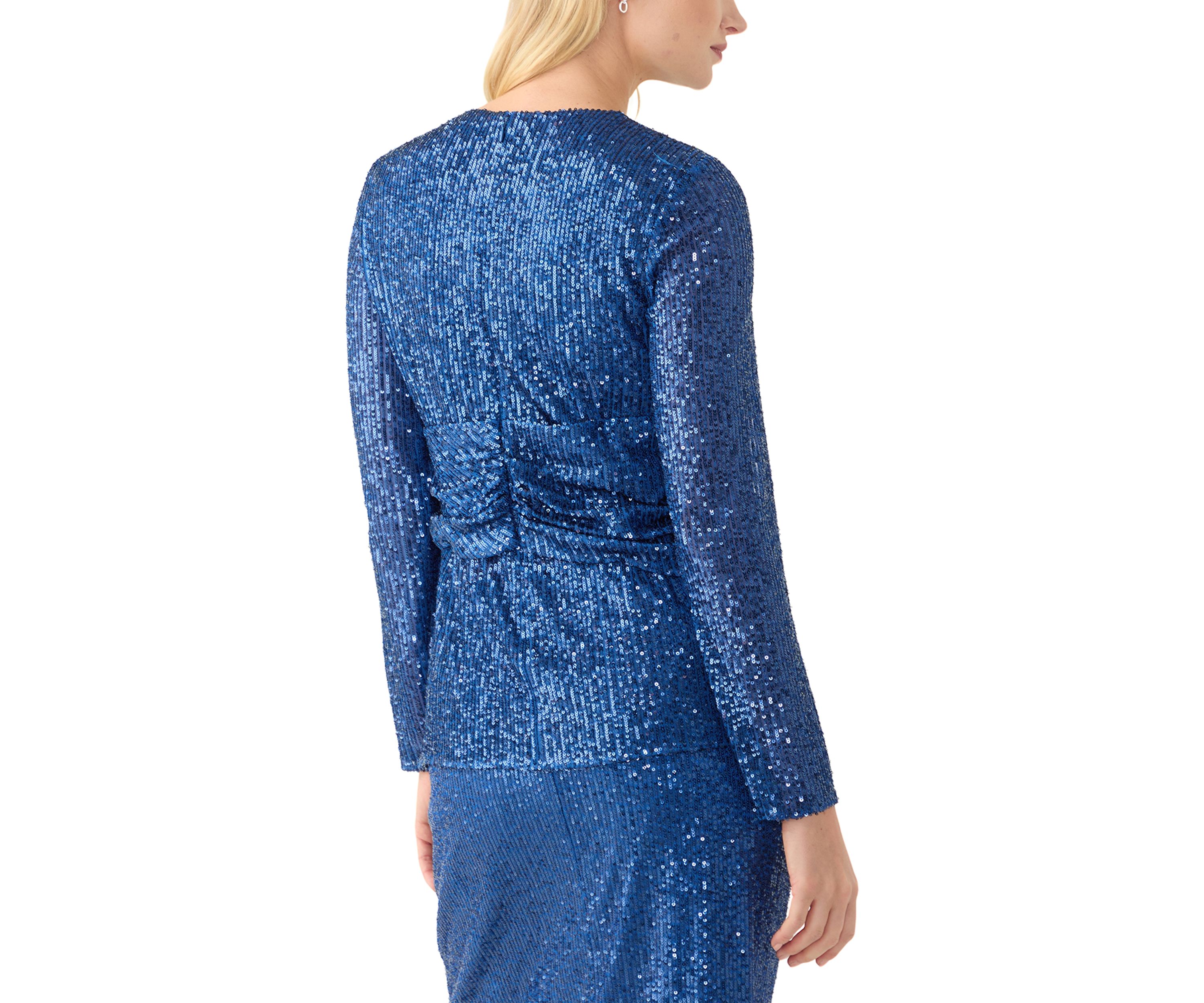 Womens Tie Front Sequin Top
