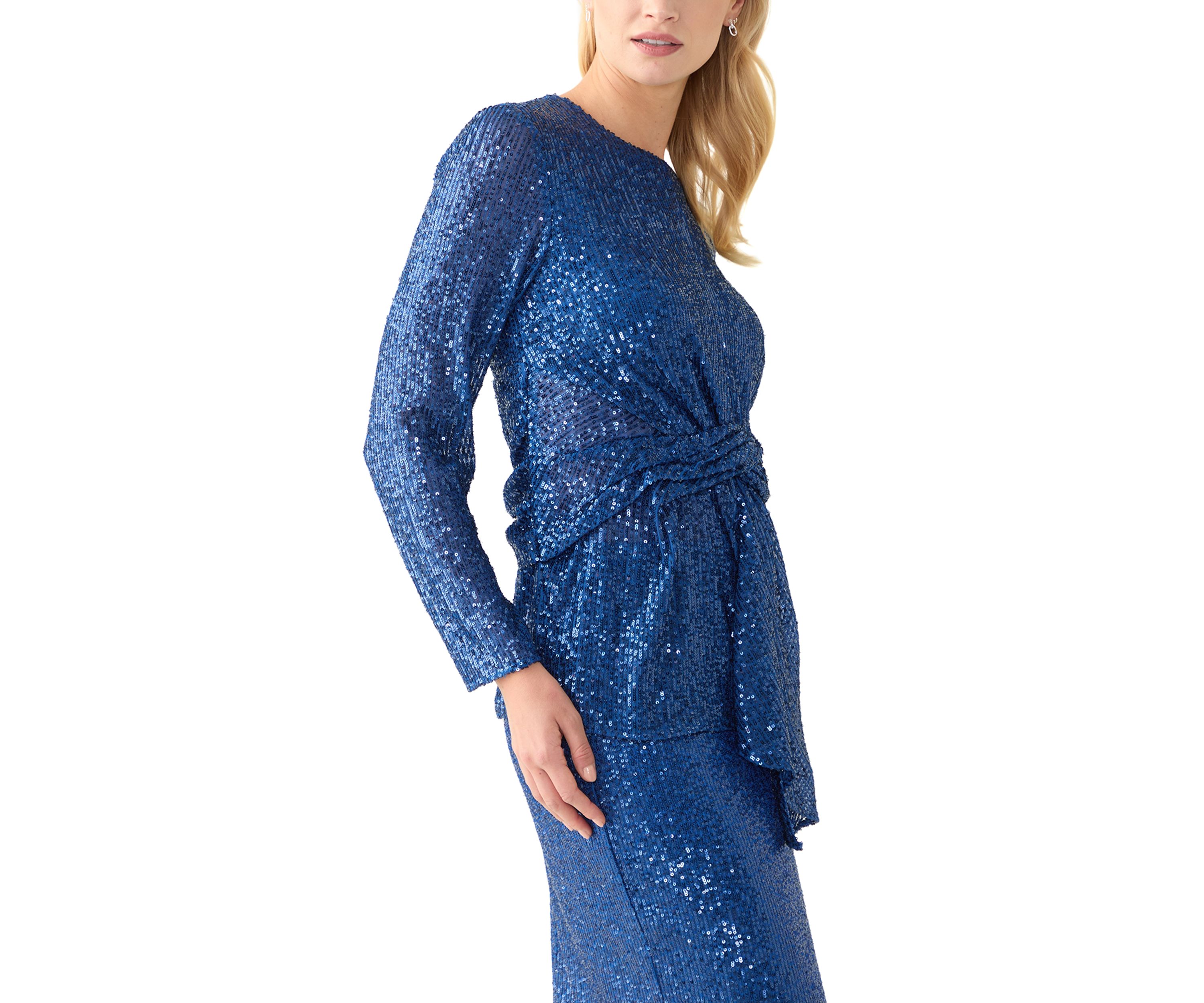 Womens Tie Front Sequin Top