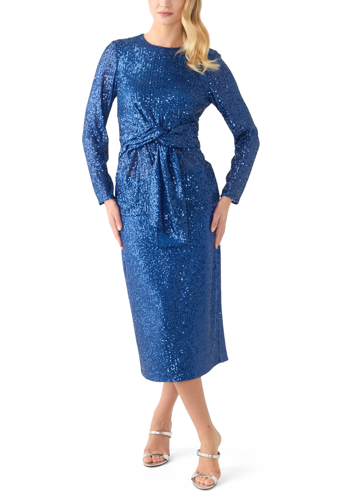 Womens Tie Front Sequin Top