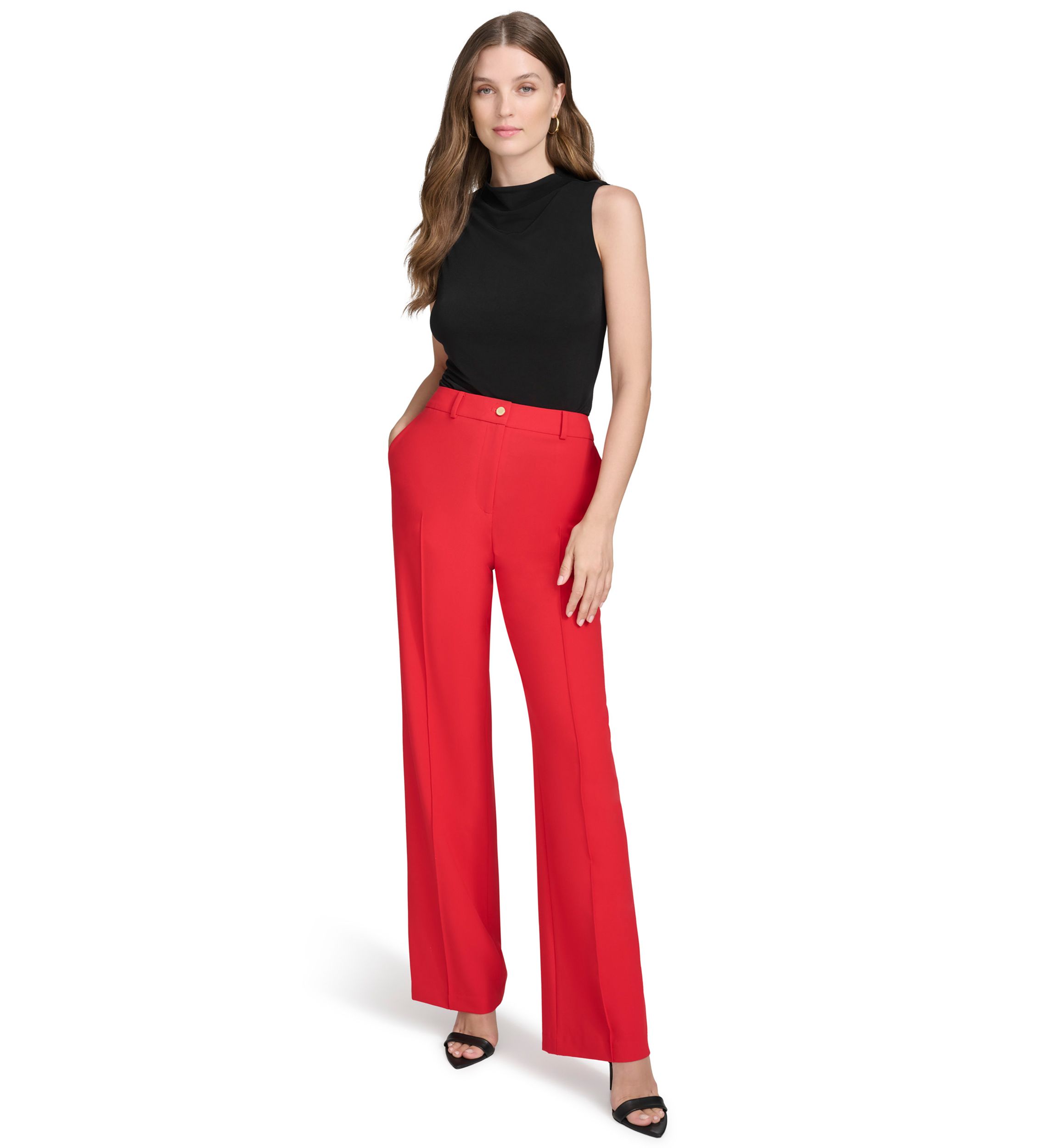 Womens Straight Leg Slash Pocket Pants