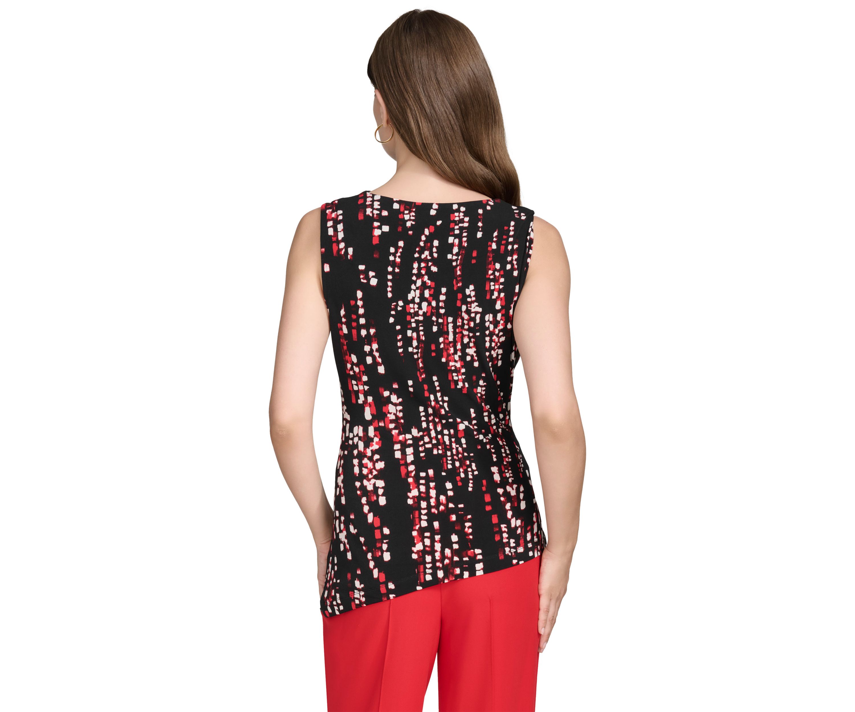 Womens Asymmetrical Hem Sleeveless Top