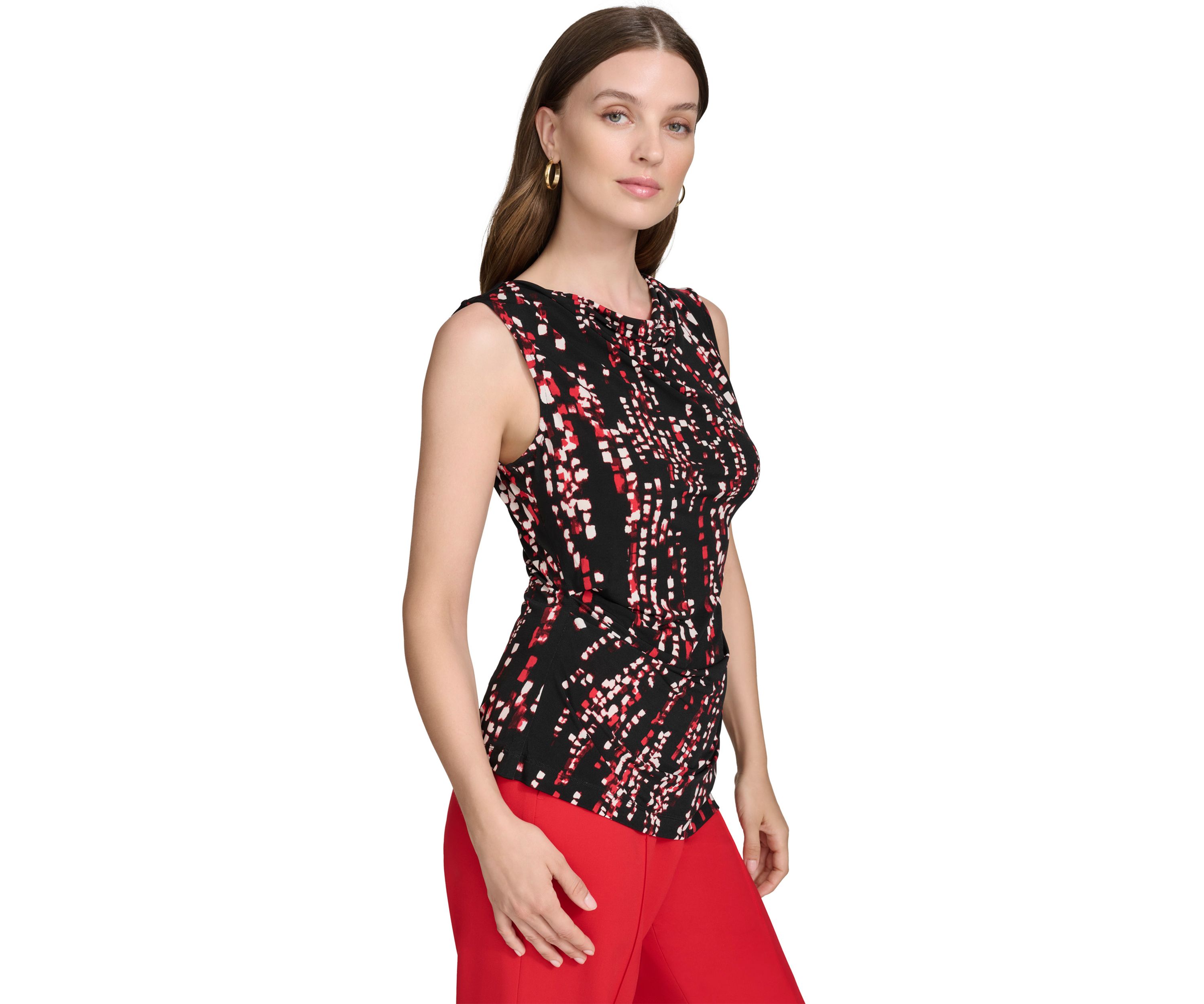 Womens Asymmetrical Hem Sleeveless Top