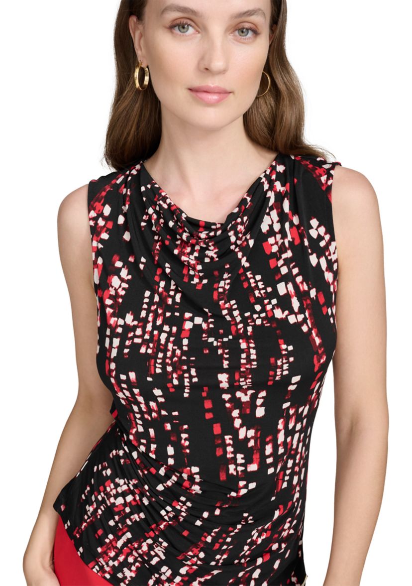 Womens Asymmetrical Hem Sleeveless Top