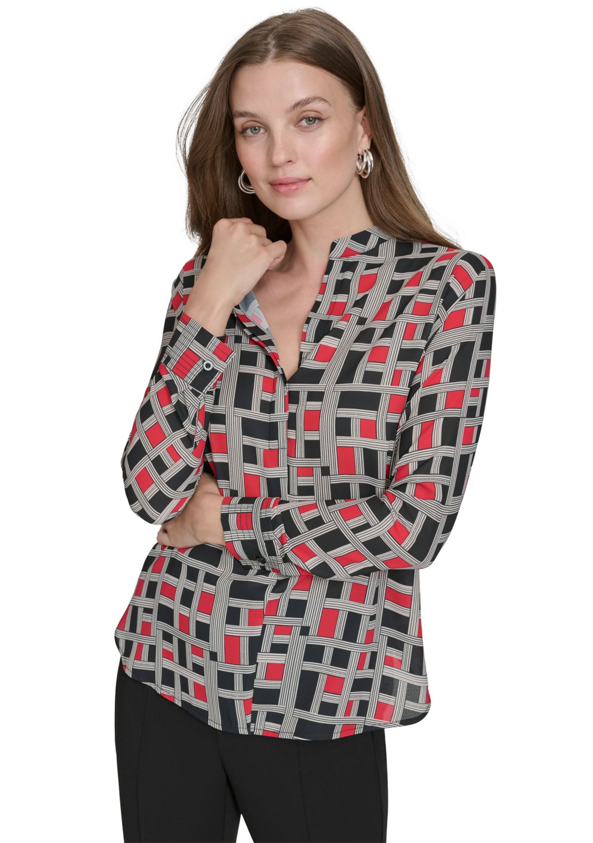 Womens Mandarin Collar Blouse