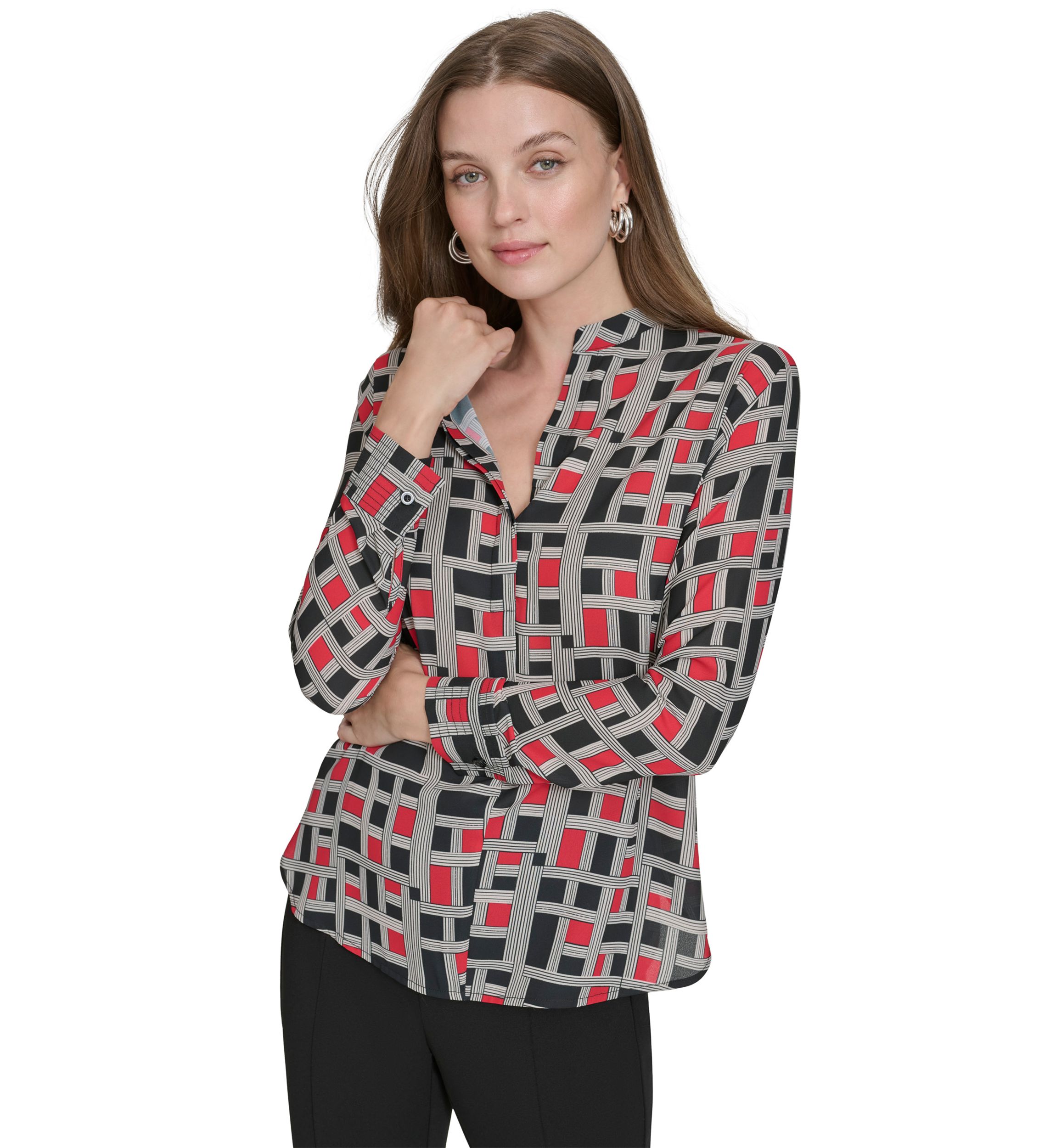 Womens Mandarin Collar Blouse