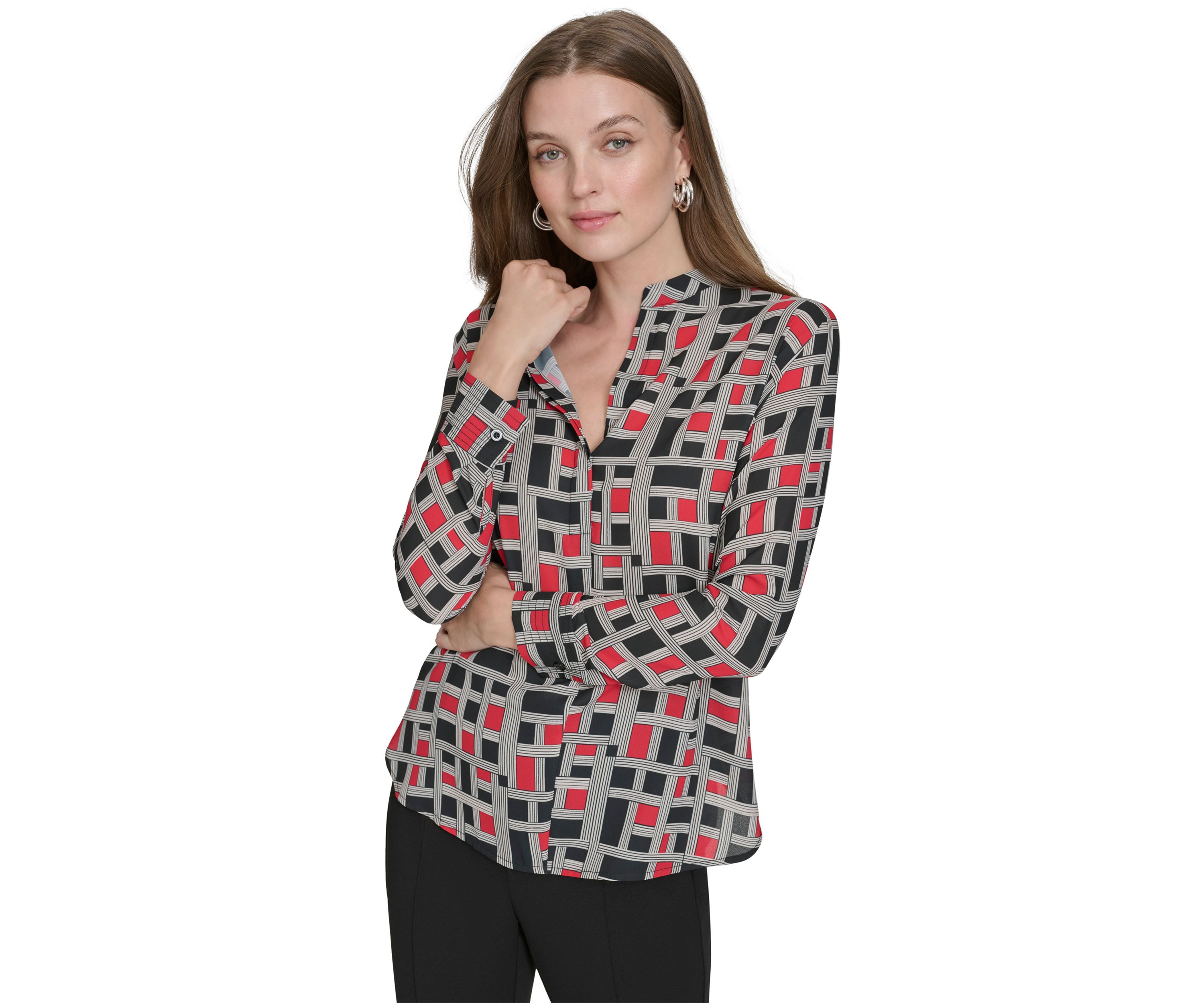 Womens Mandarin Collar Blouse