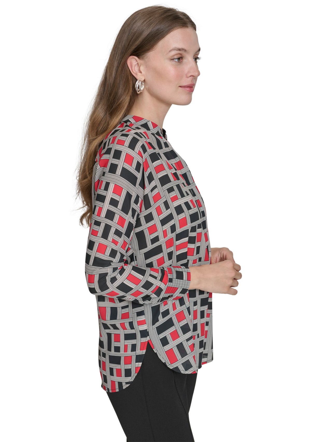 Womens Mandarin Collar Blouse