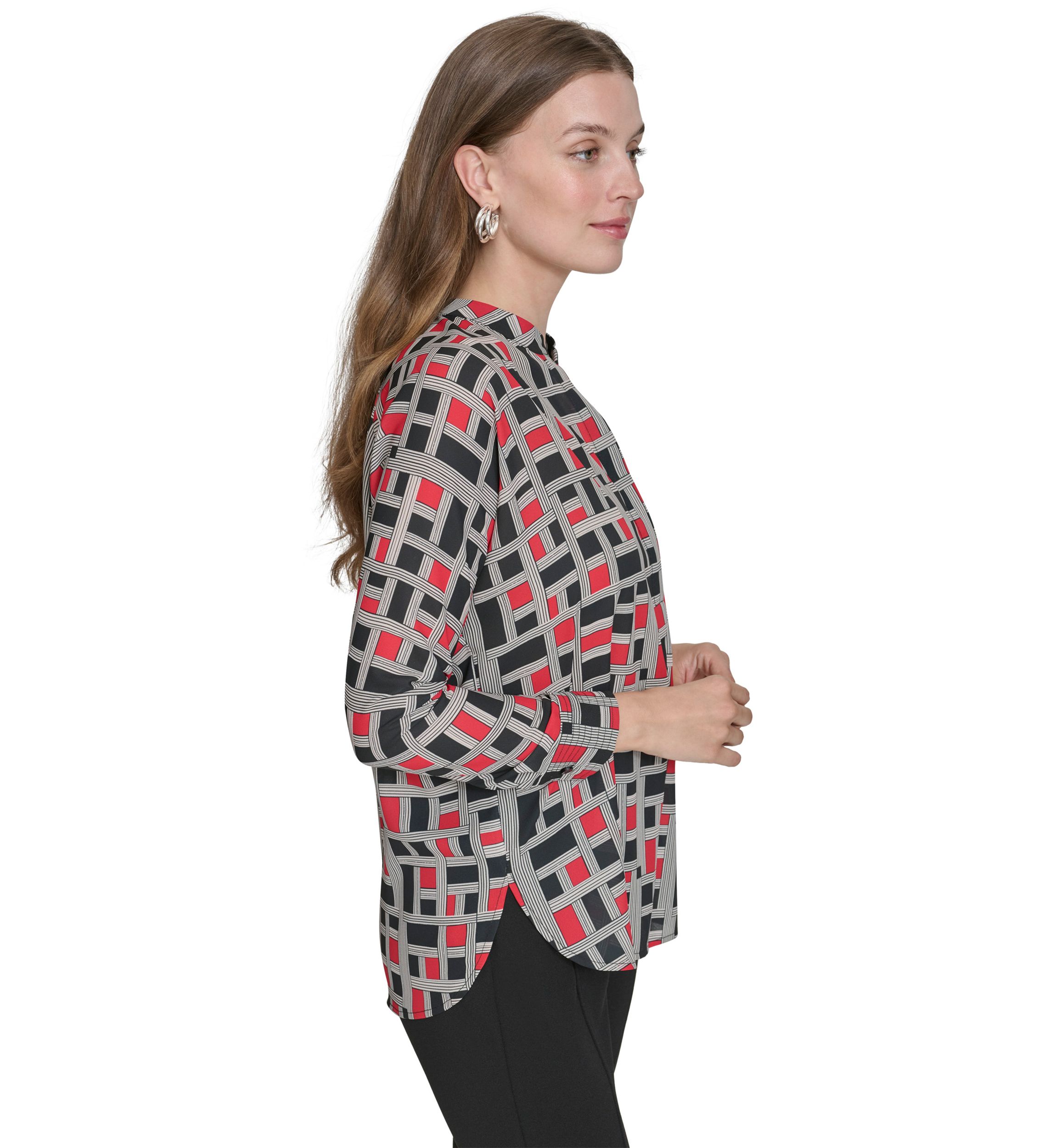 Womens Mandarin Collar Blouse