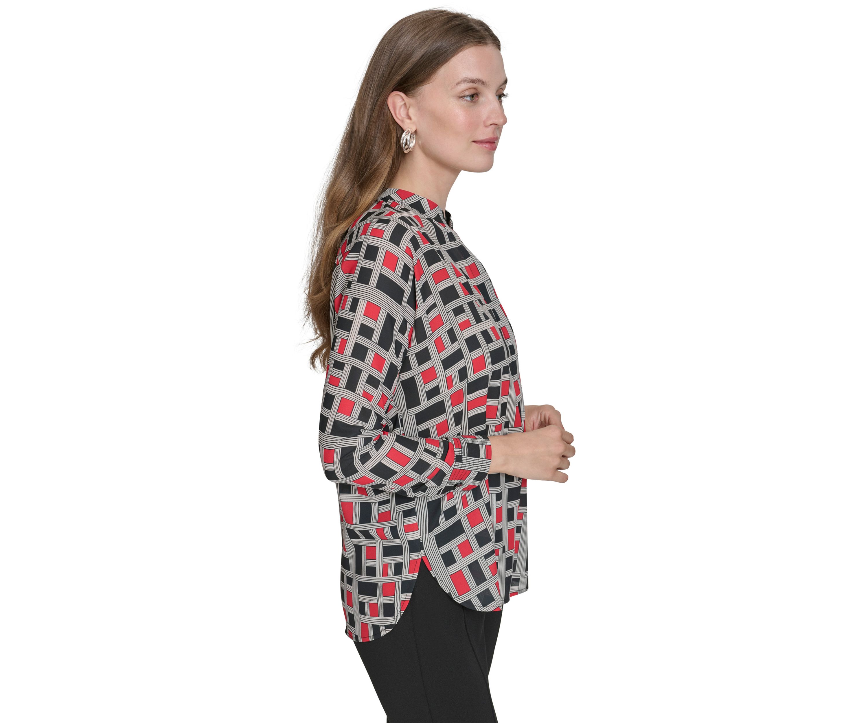 Womens Mandarin Collar Blouse