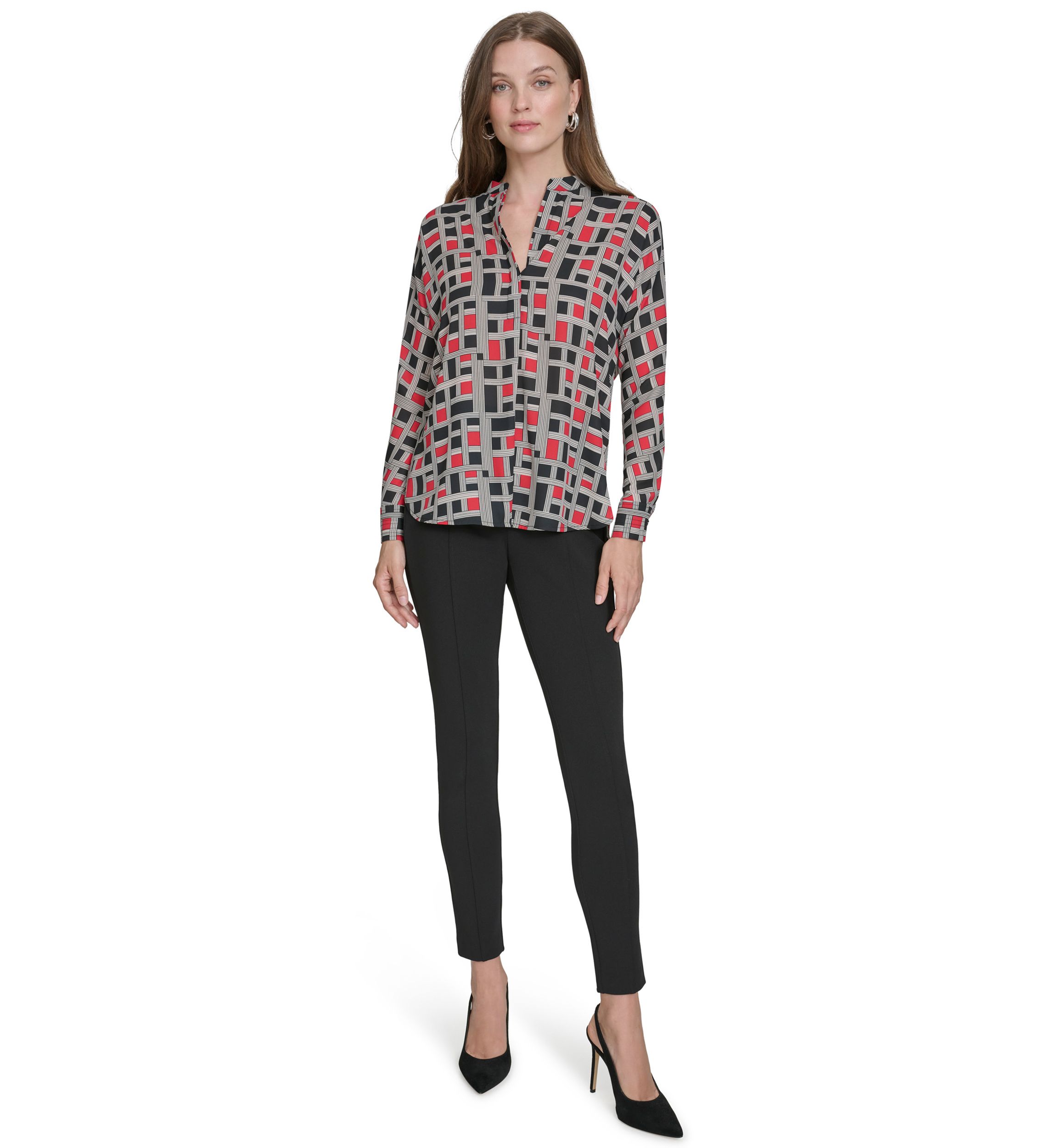 Womens Mandarin Collar Blouse