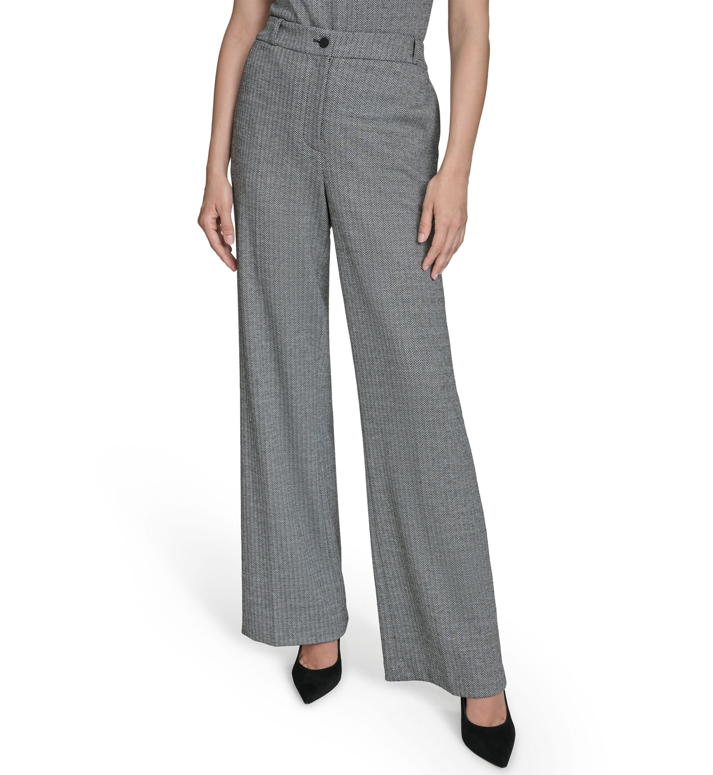 Womens Herringbone Ponte Straight Leg Pants