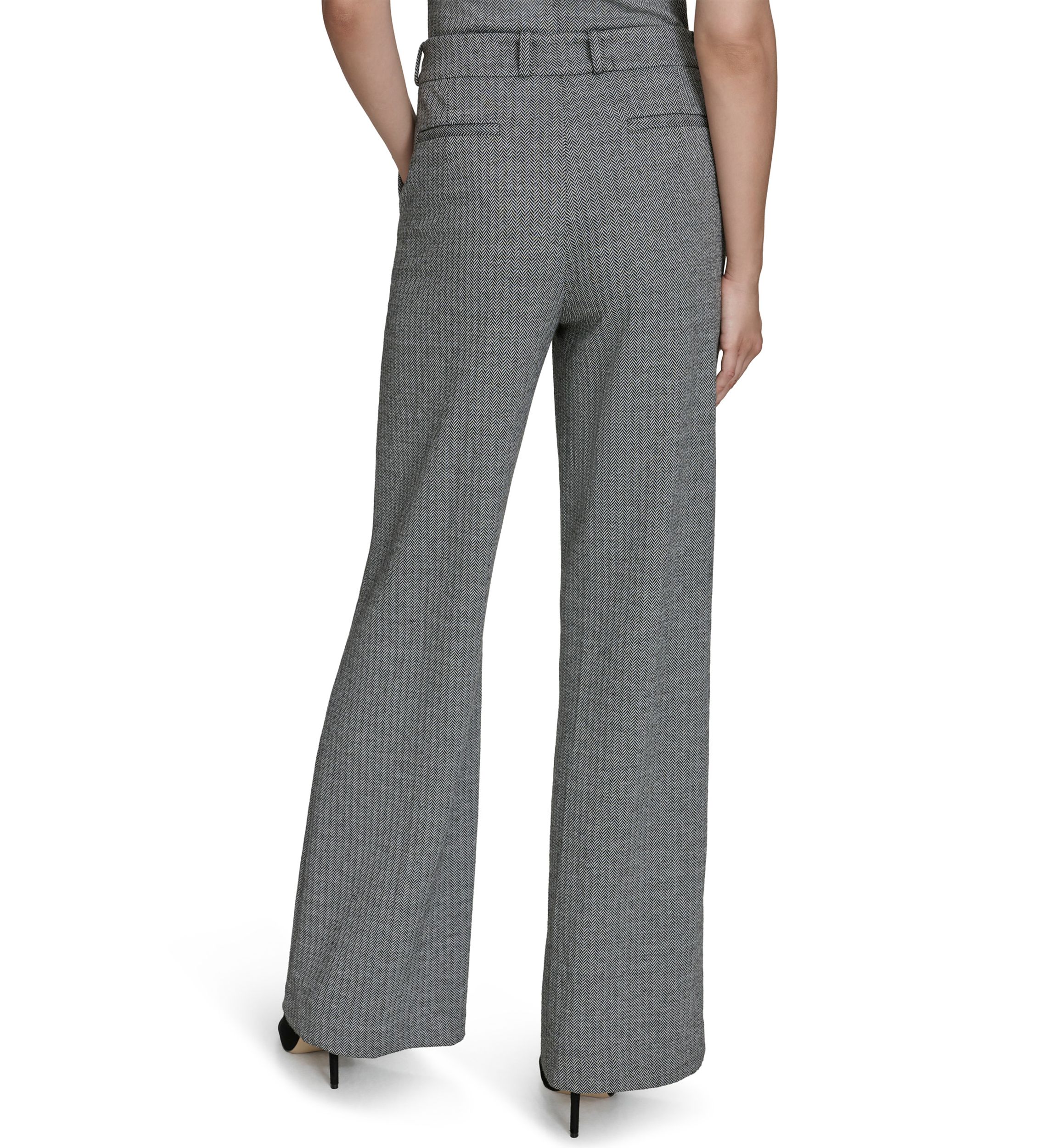 Womens Herringbone Ponte Straight Leg Pants