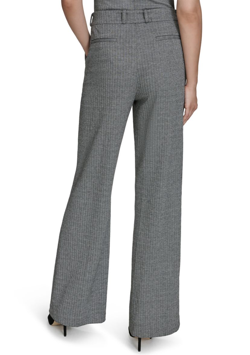 Womens Herringbone Ponte Straight Leg Pants