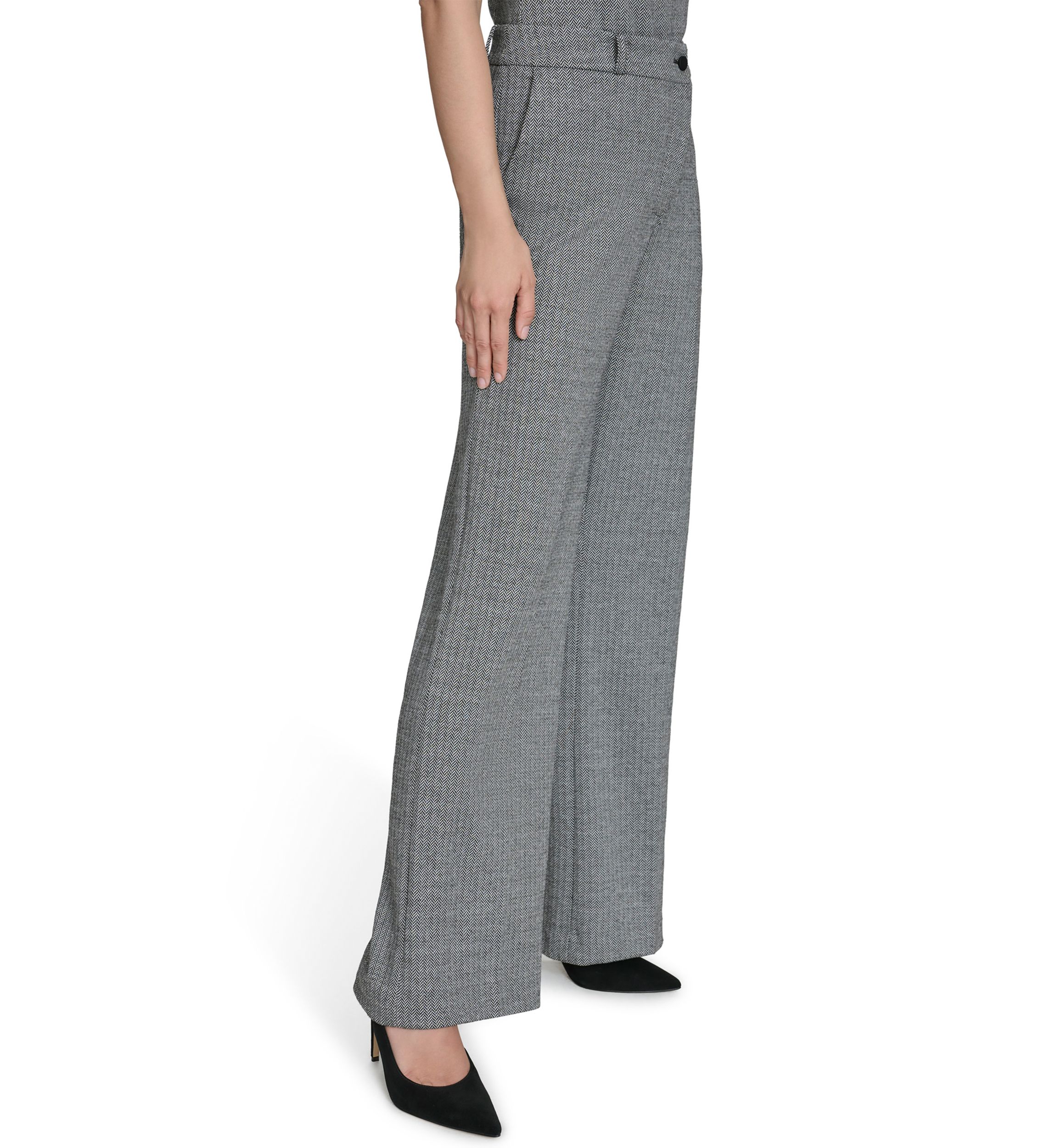 Womens Herringbone Ponte Straight Leg Pants
