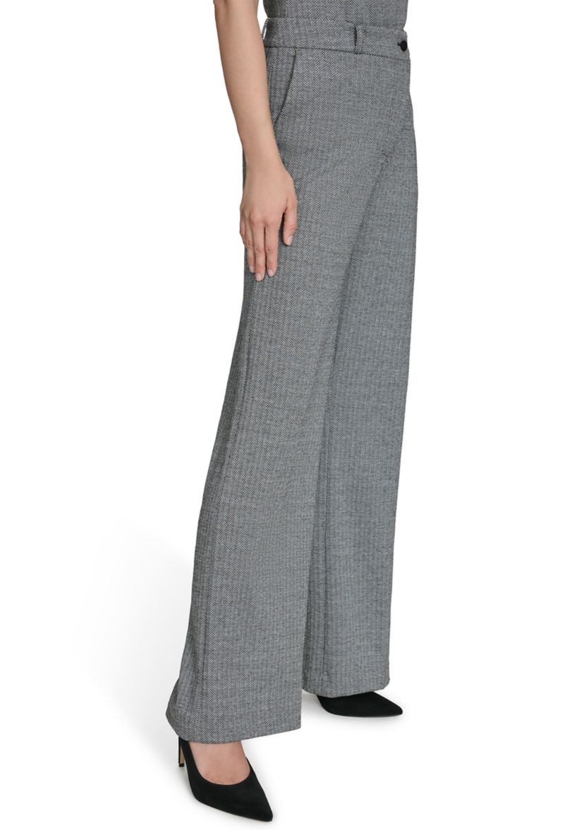 Womens Herringbone Ponte Straight Leg Pants