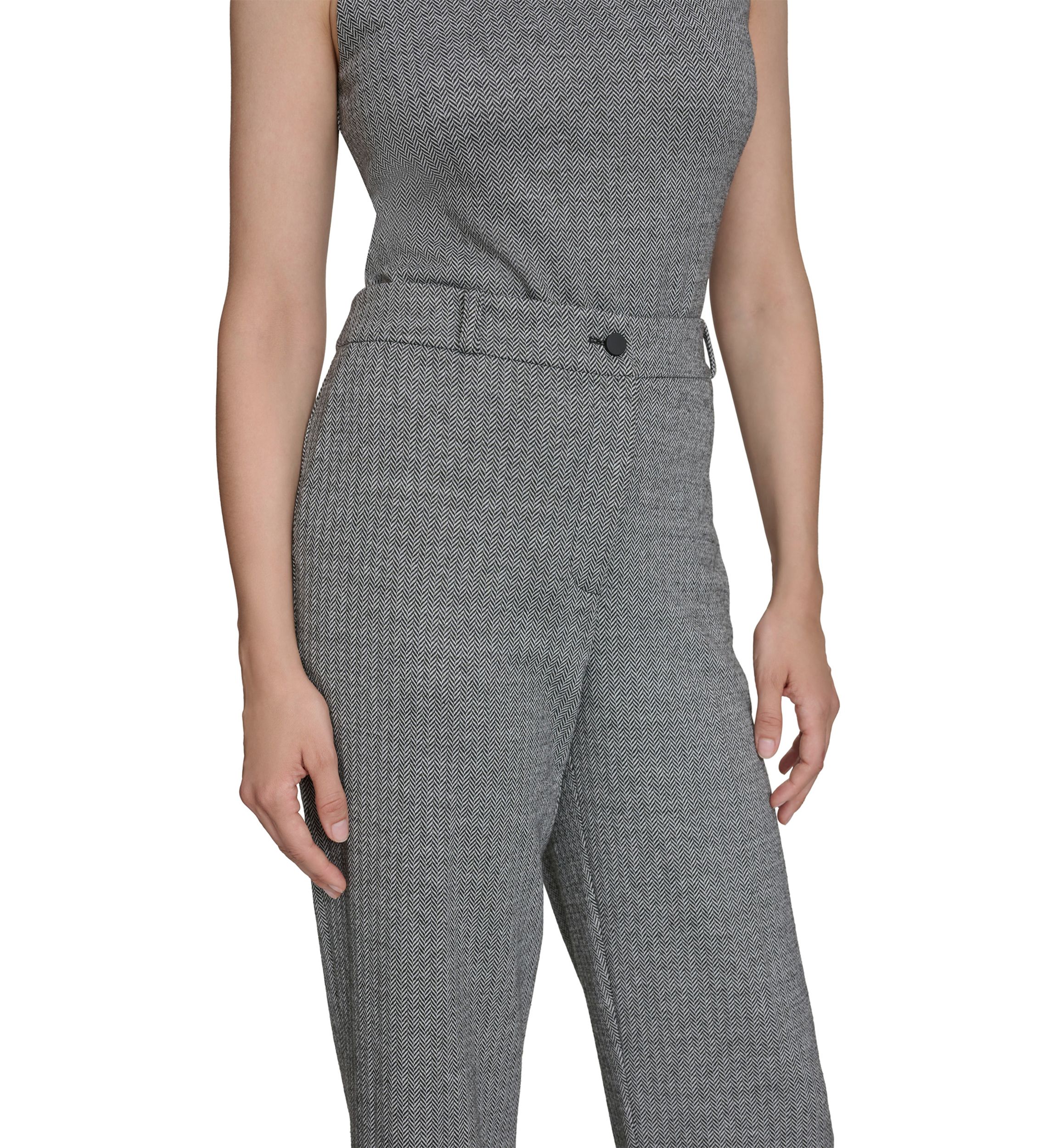 Womens Herringbone Ponte Straight Leg Pants