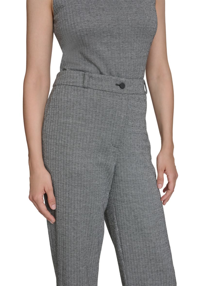 Womens Herringbone Ponte Straight Leg Pants
