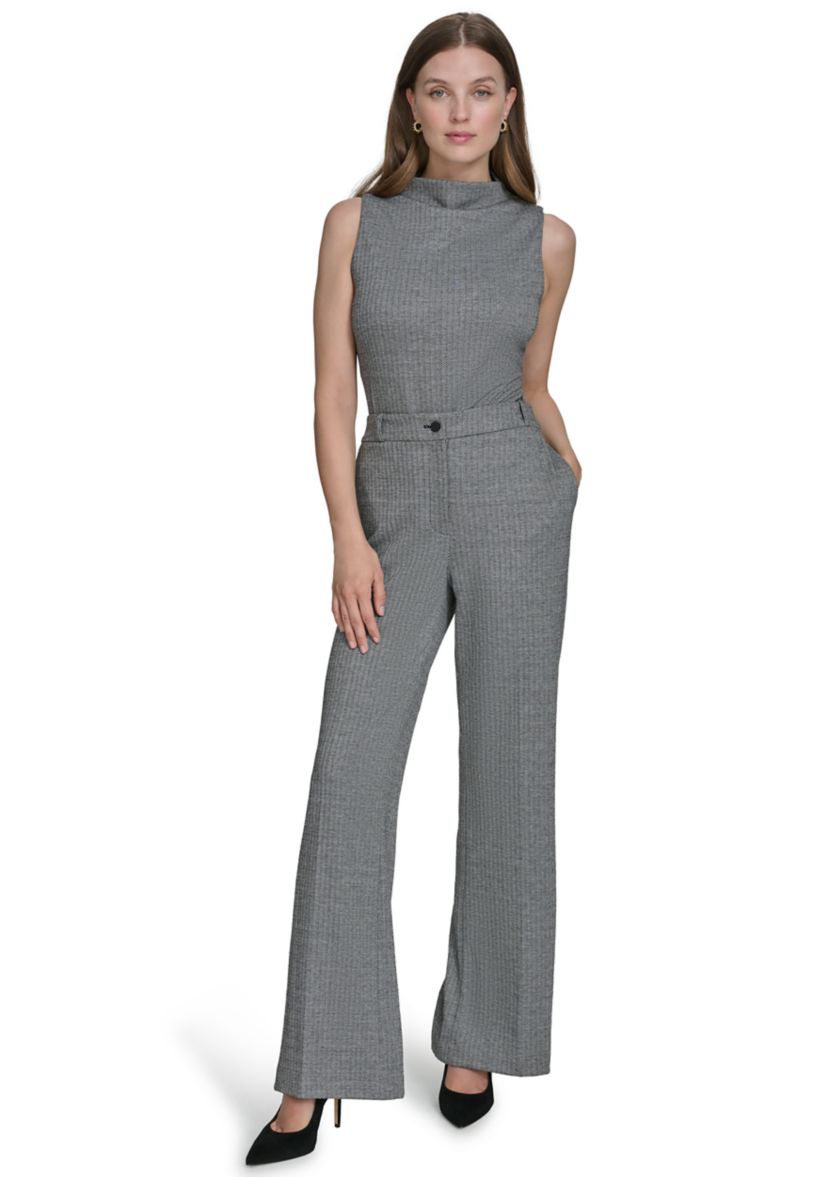 Womens Herringbone Ponte Straight Leg Pants
