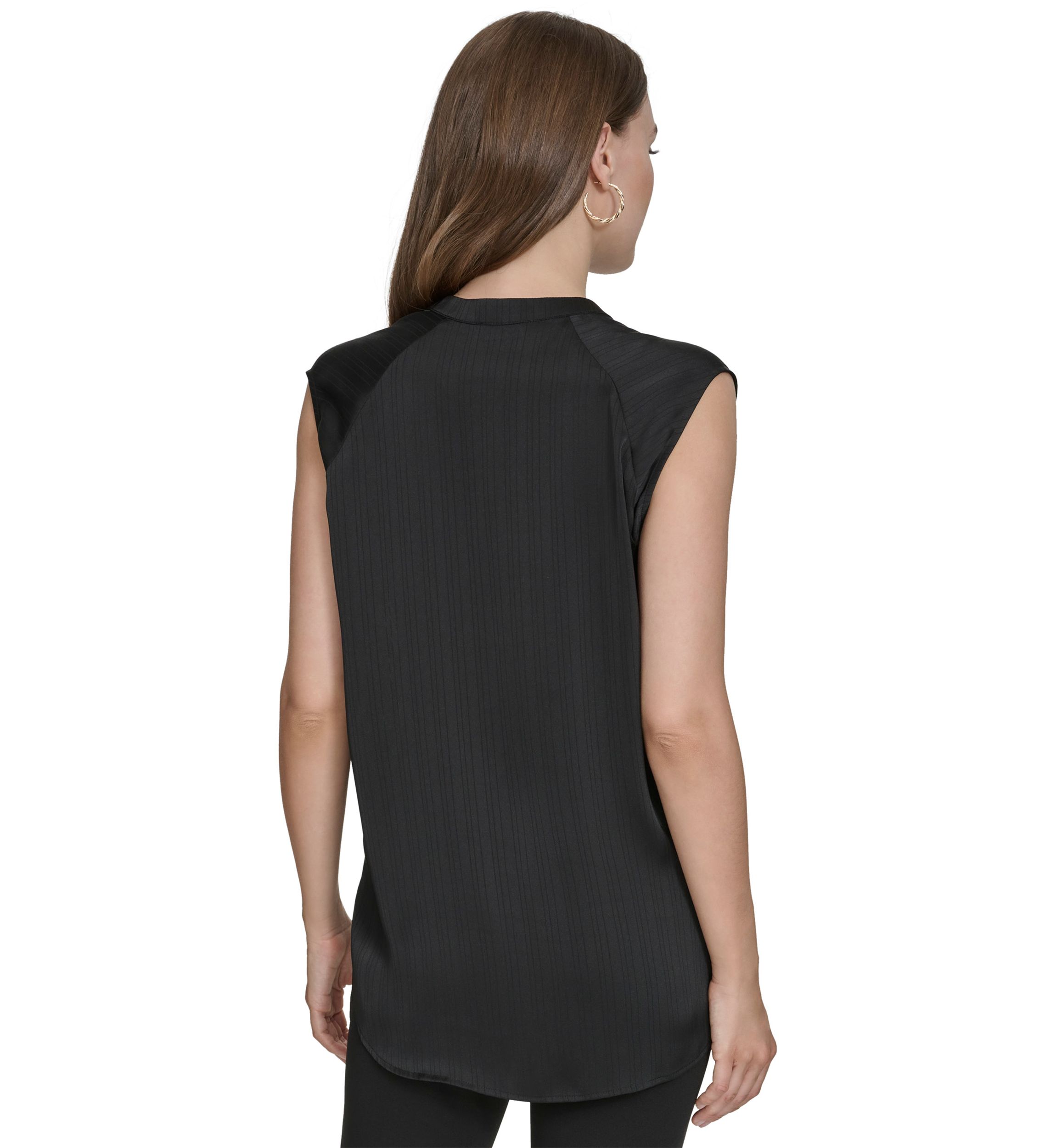 Womens Mandarin Collar Sleeveless Top