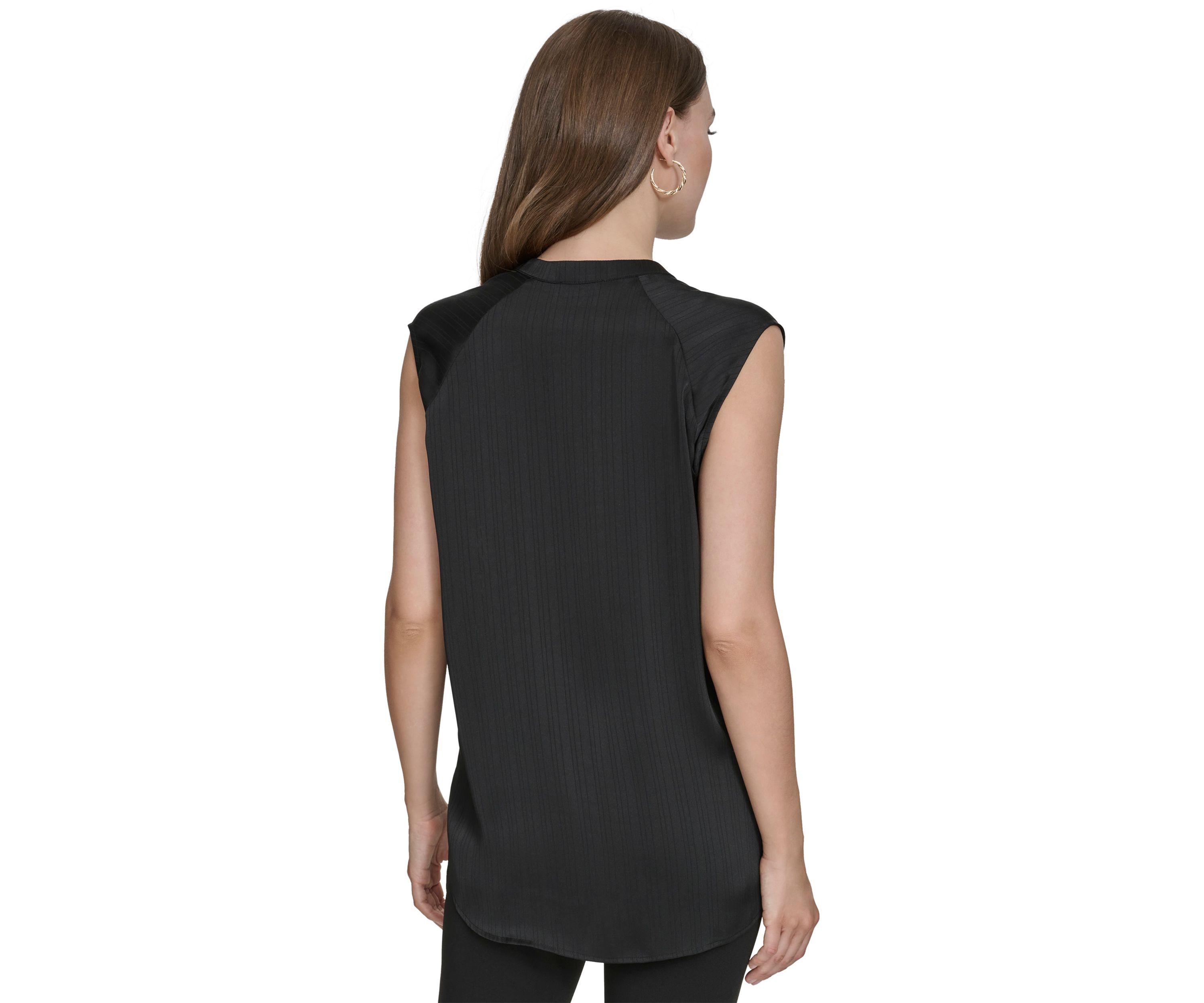 Womens Mandarin Collar Sleeveless Top