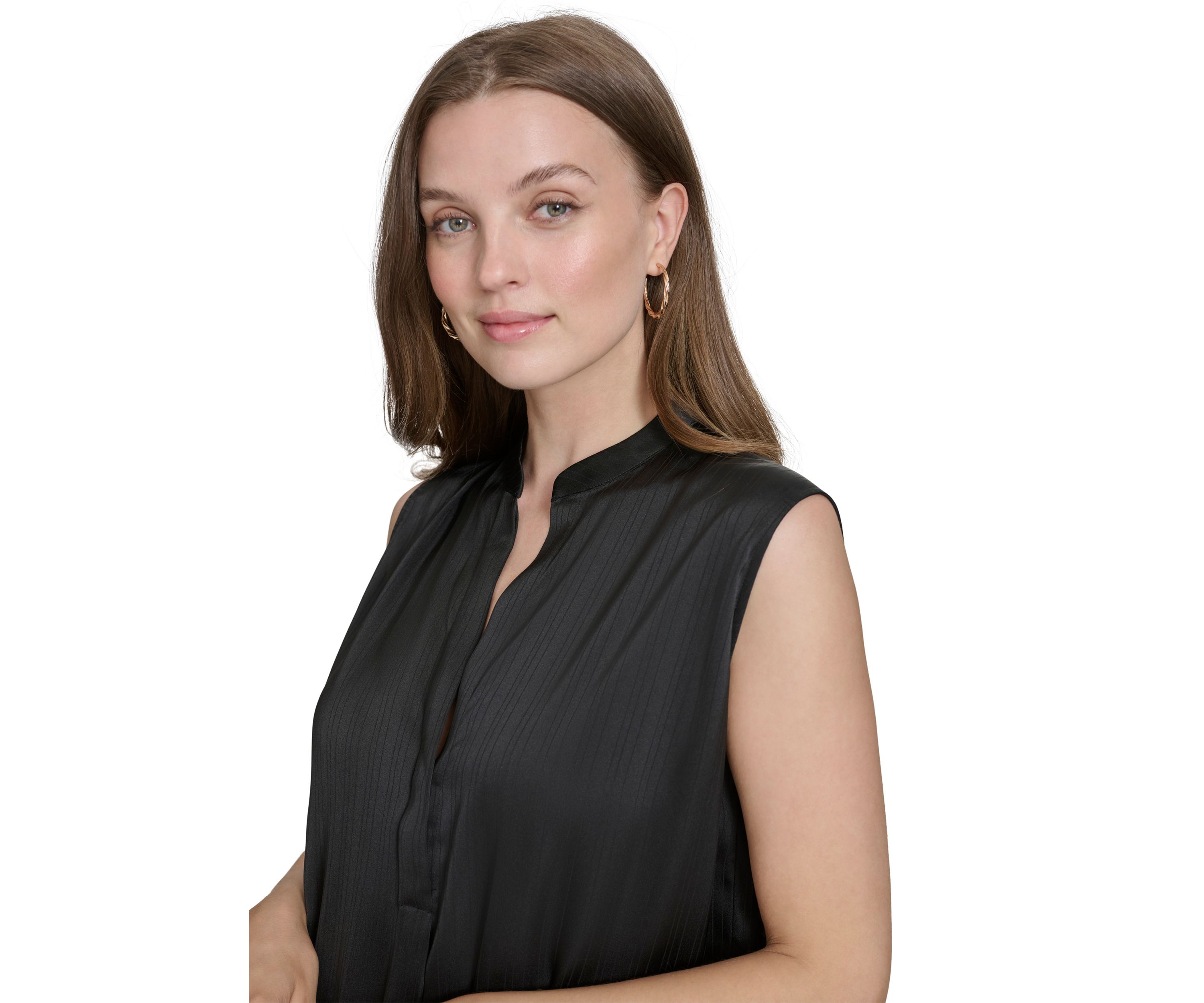 Womens Mandarin Collar Sleeveless Top