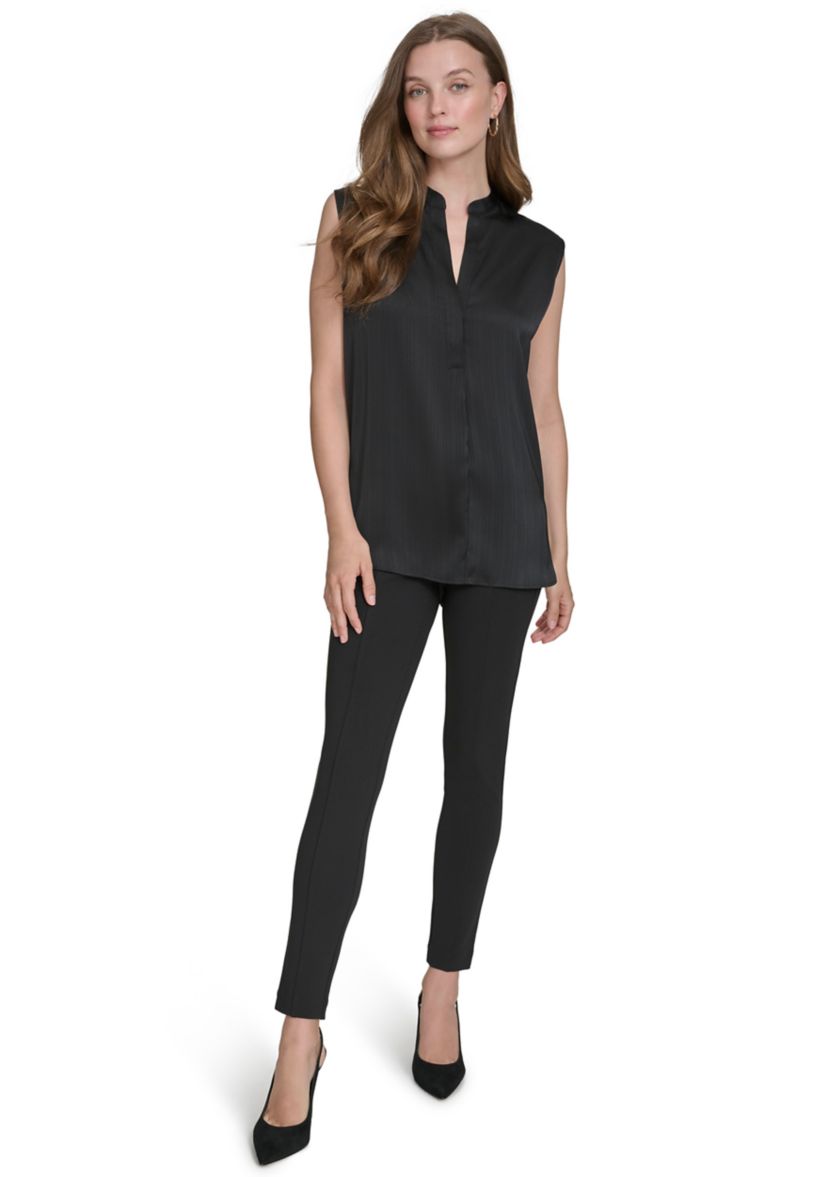 Womens Mandarin Collar Sleeveless Top