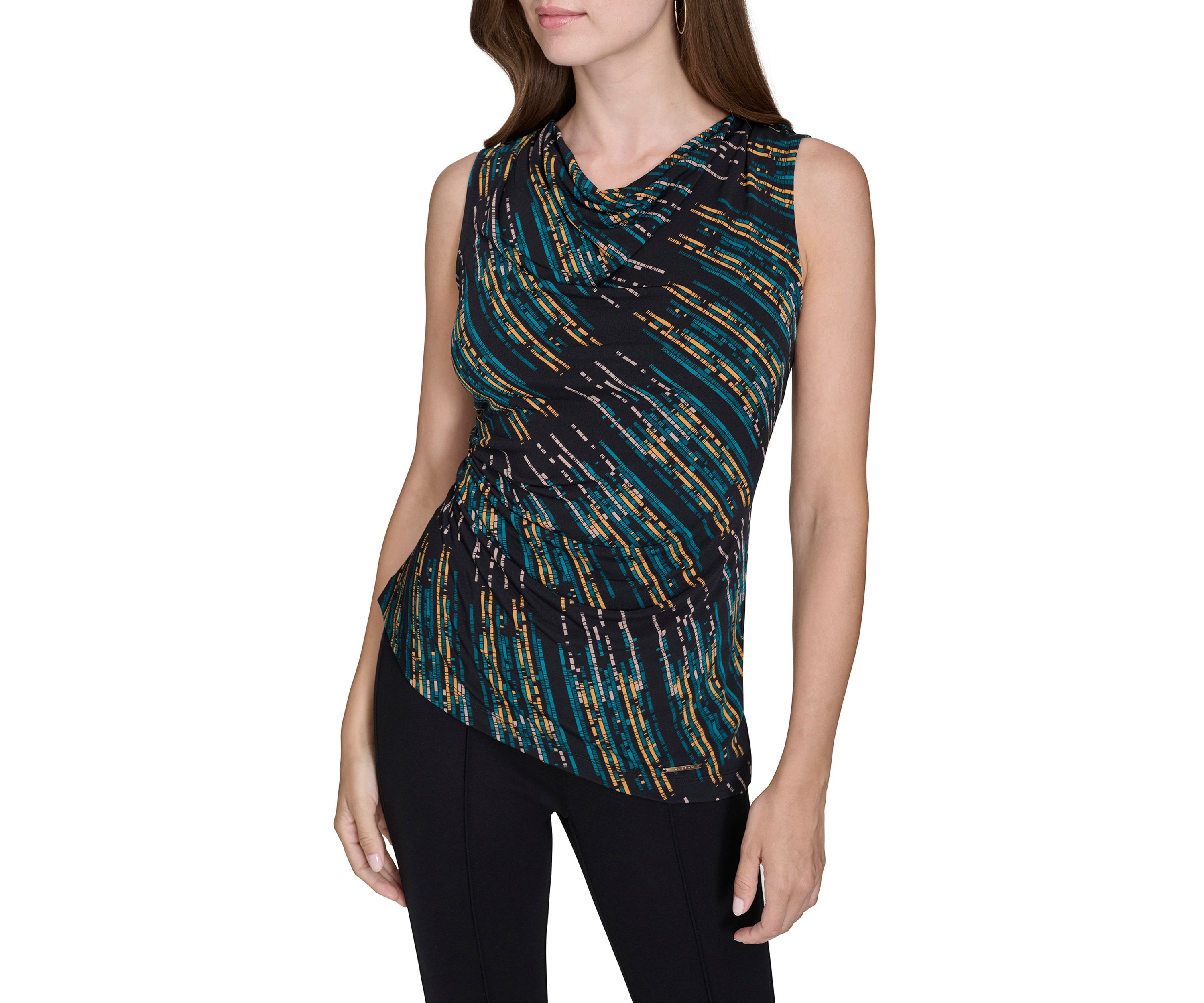 Womens Sleeveless Drape Front Shell Tank