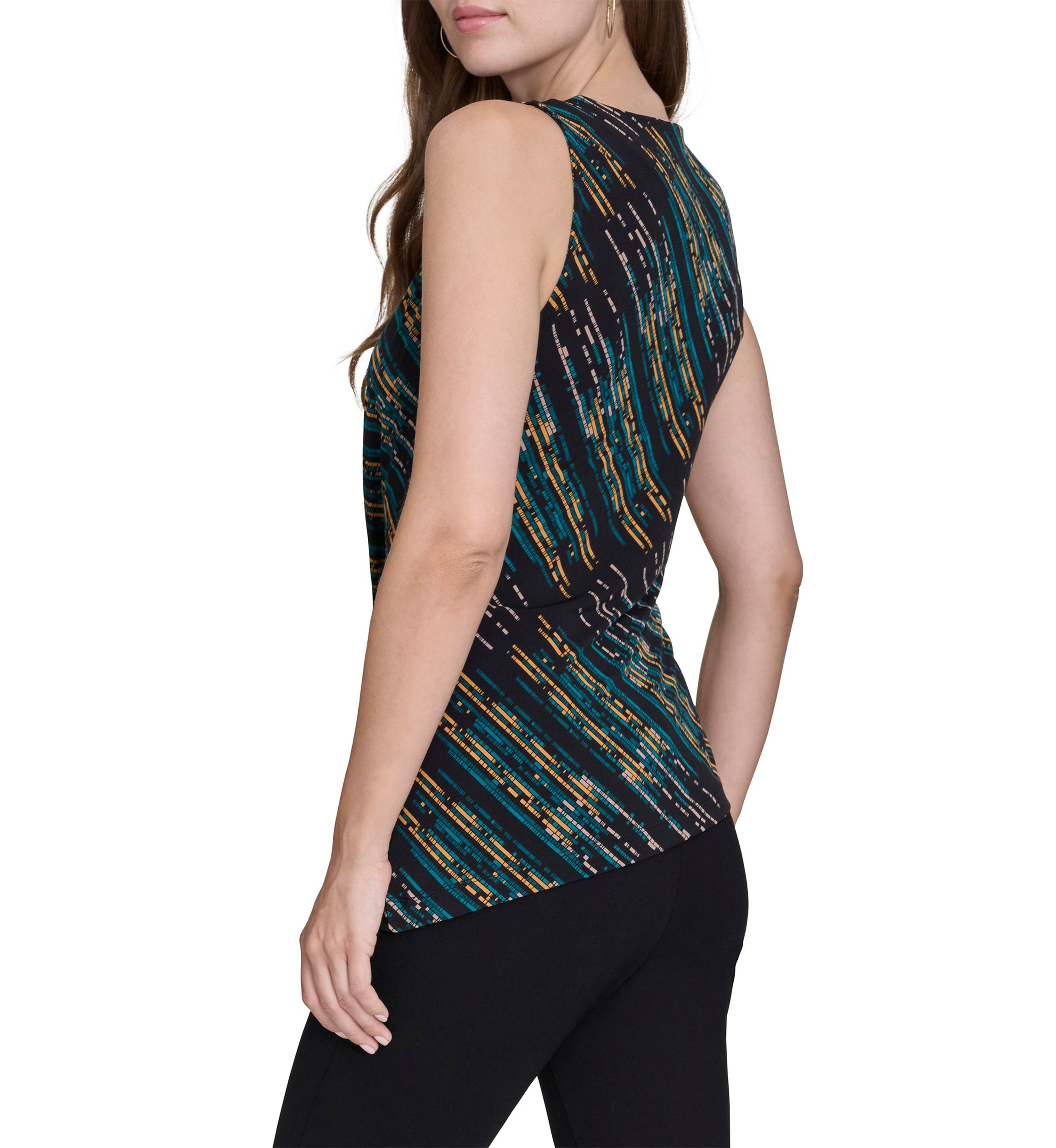 Womens Sleeveless Drape Front Shell Tank