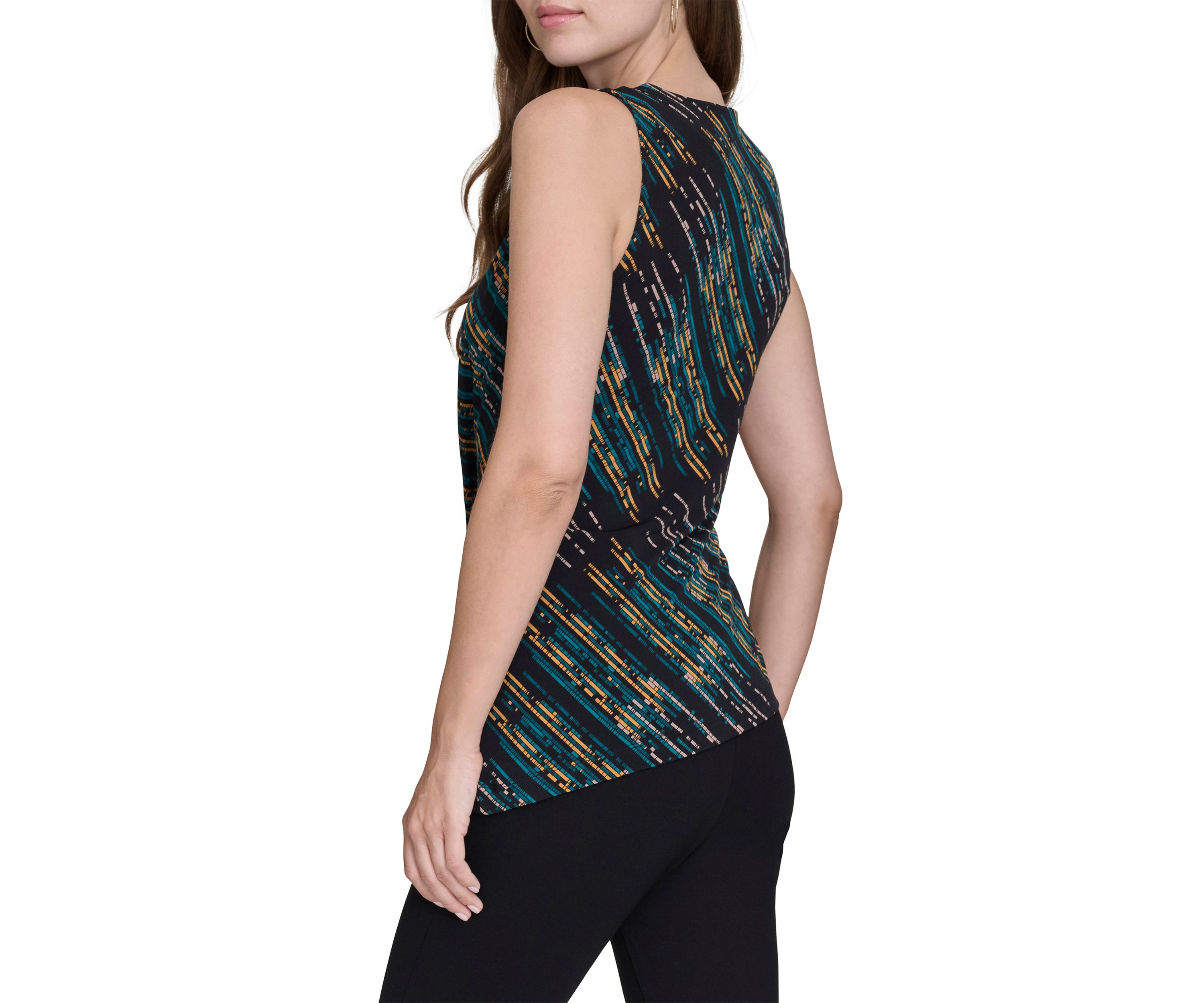 Womens Sleeveless Drape Front Shell Tank