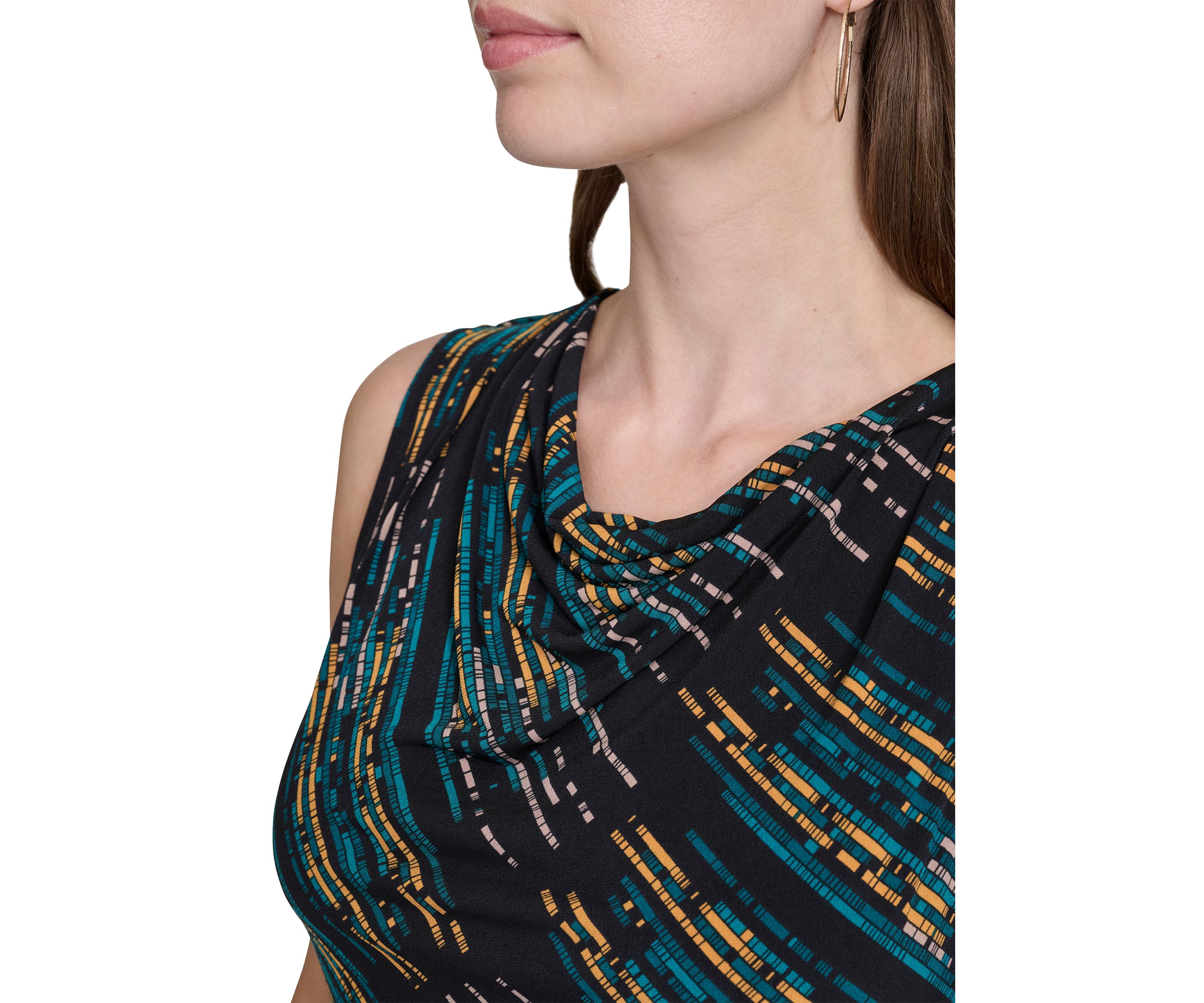 Womens Sleeveless Drape Front Shell Tank