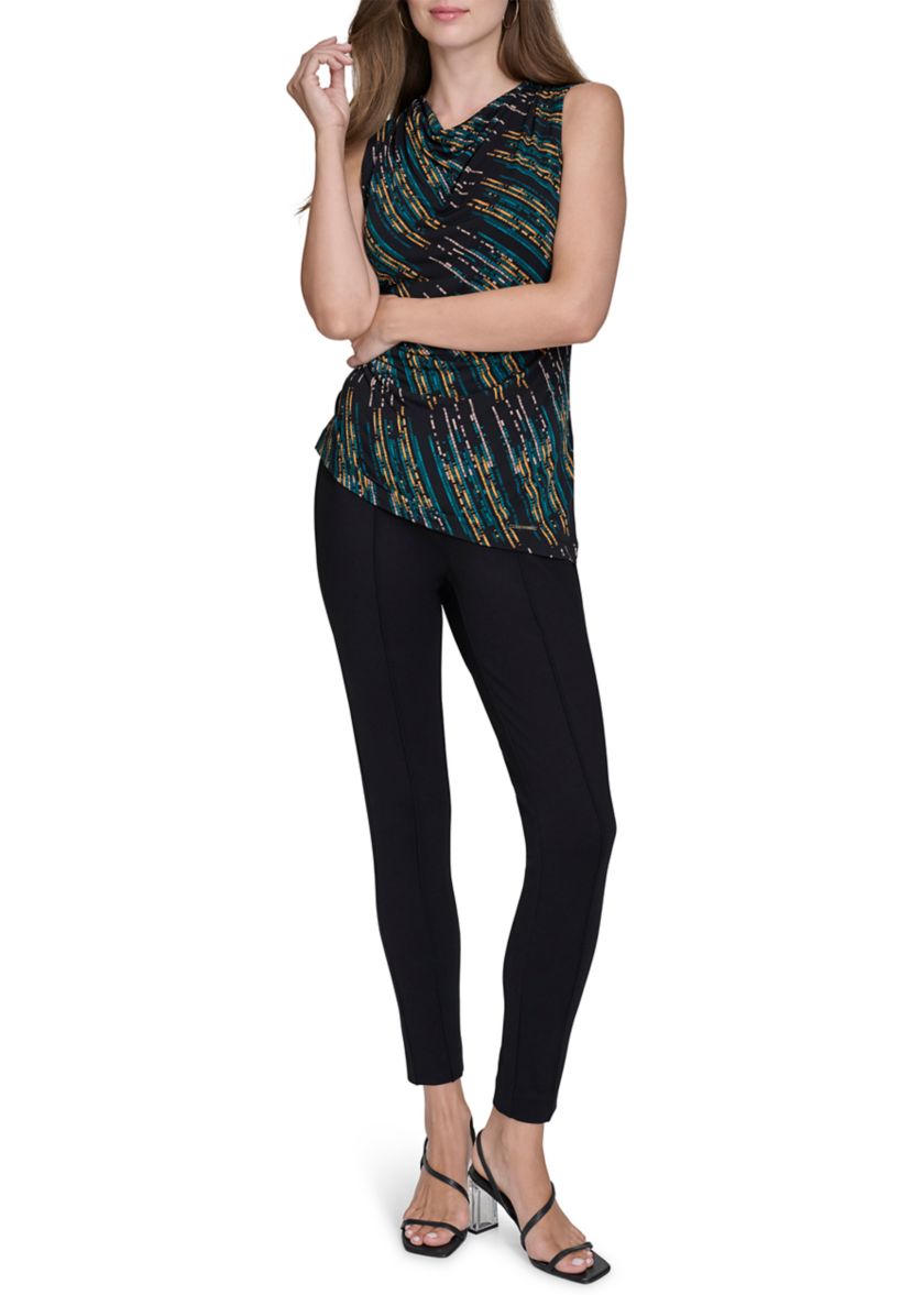 Womens Sleeveless Drape Front Shell Tank