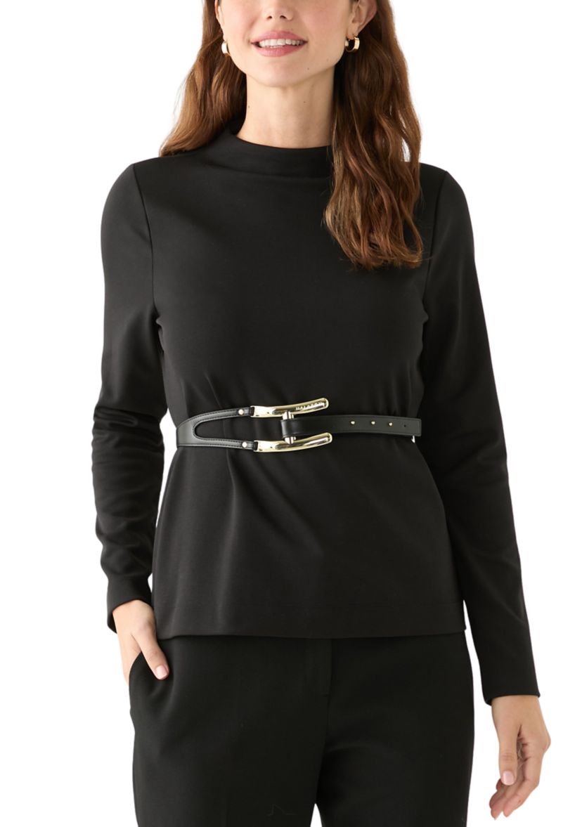 Womens Long Sleeve Belted Top