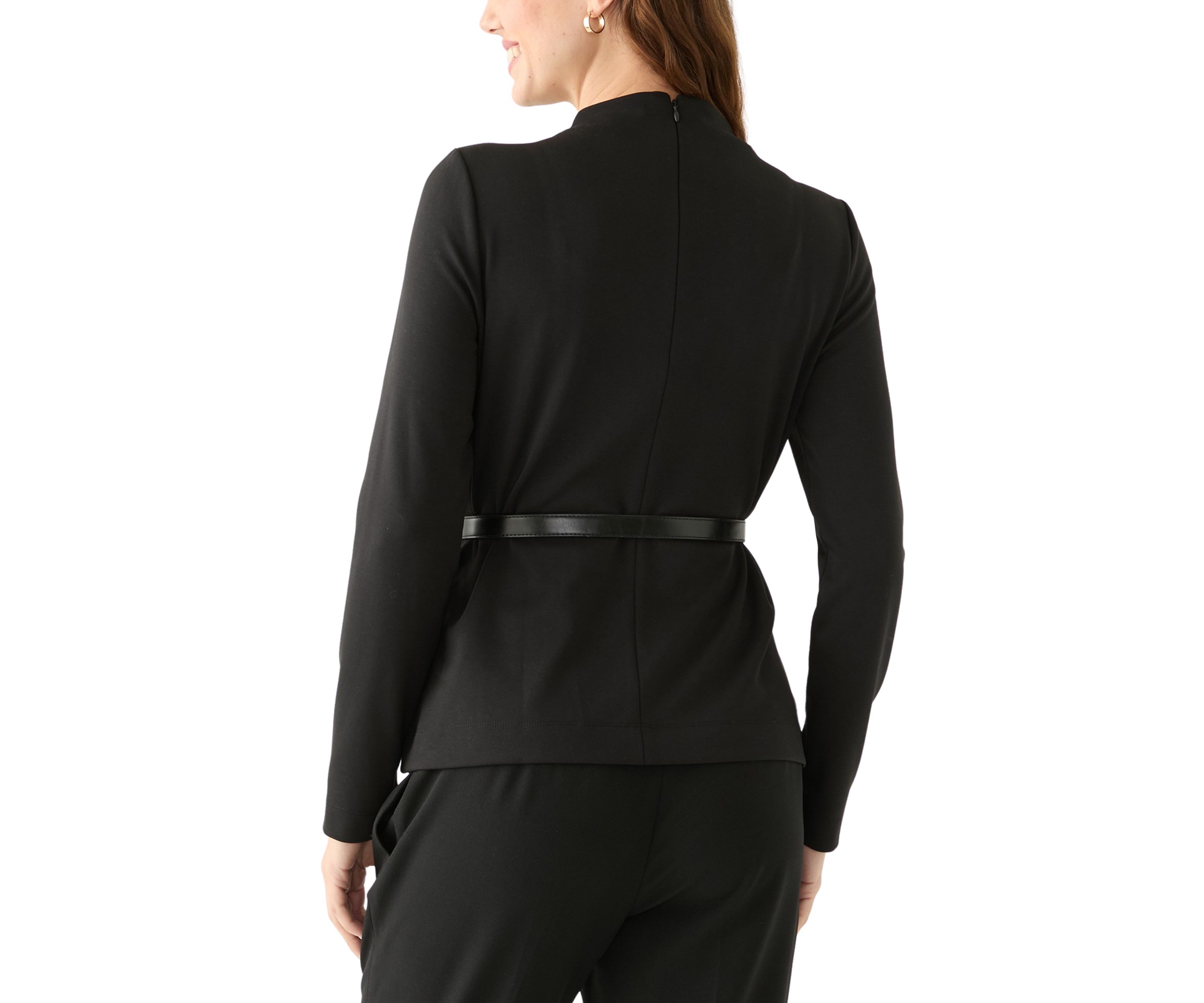 Womens Long Sleeve Belted Top
